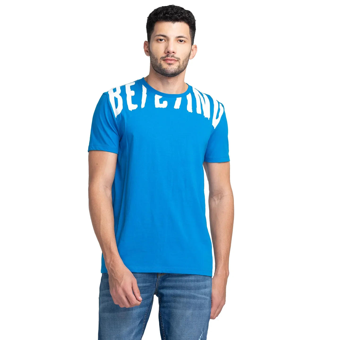 Blue Regular Fit Men's Short Sleeves T-Shirt by Being Human Clothing
