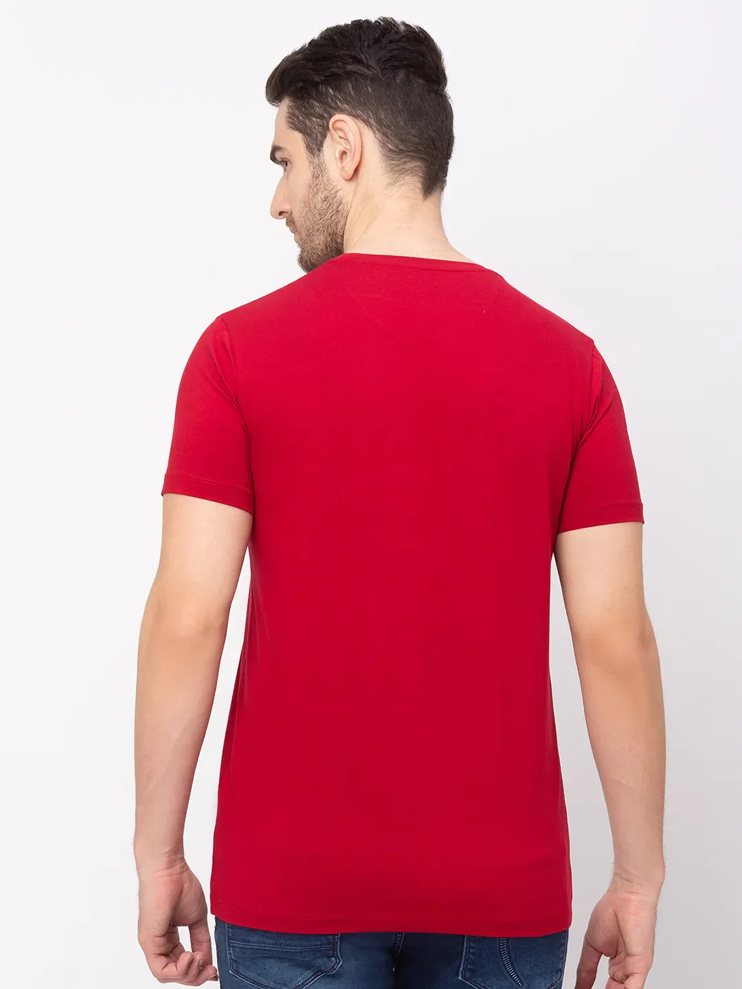 Red Regular Fit Men's Short Sleeves T-Shirt by Being Human Clothing - Image 2