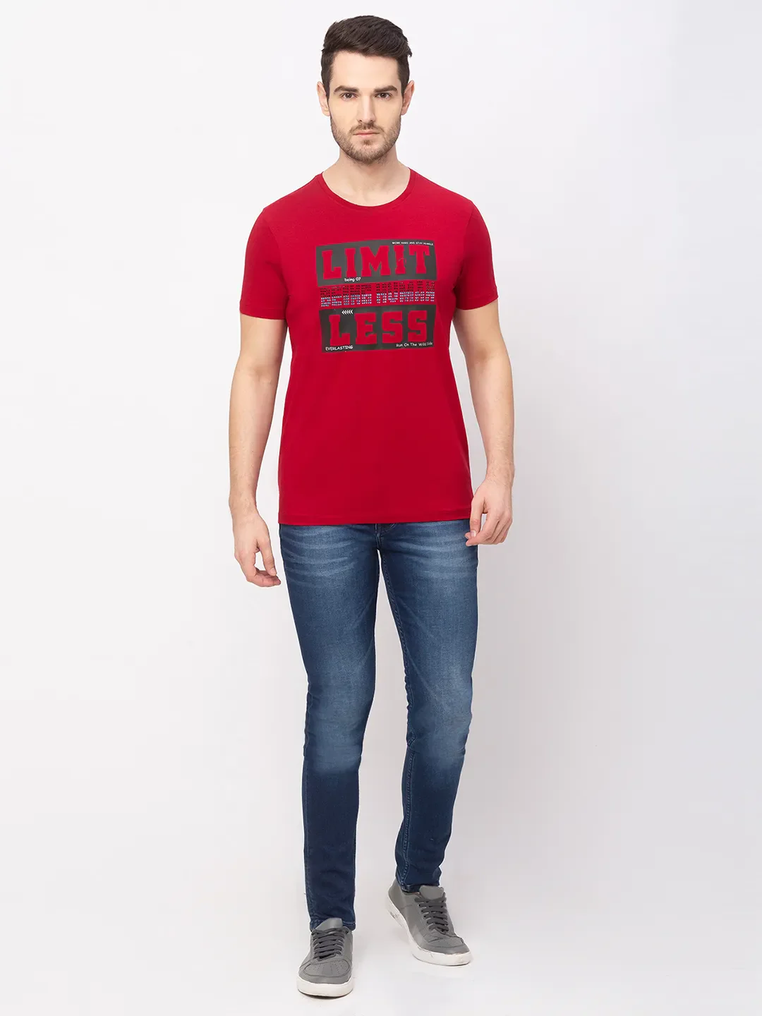 Red Regular Fit Men's Short Sleeves T-Shirt by Being Human Clothing - Image 6