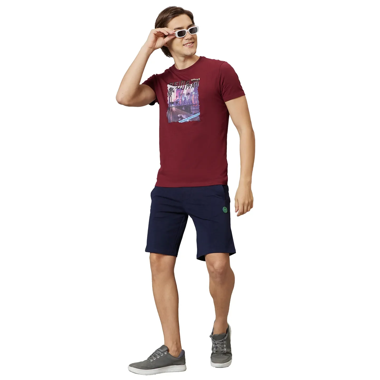 Maroon Regular Fit Round Neck Men's T-Shirt by Being Human Clothing - Image 5
