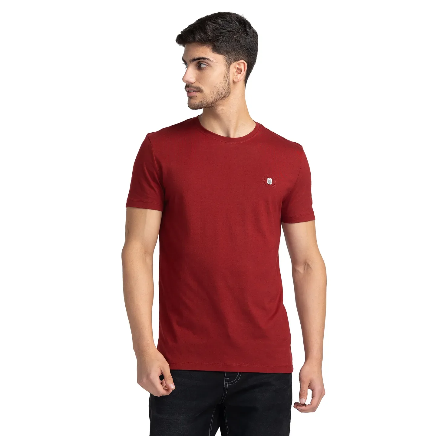 Maroon Regular Fit Round Neck Men's T-Shirt by Being Human Clothing