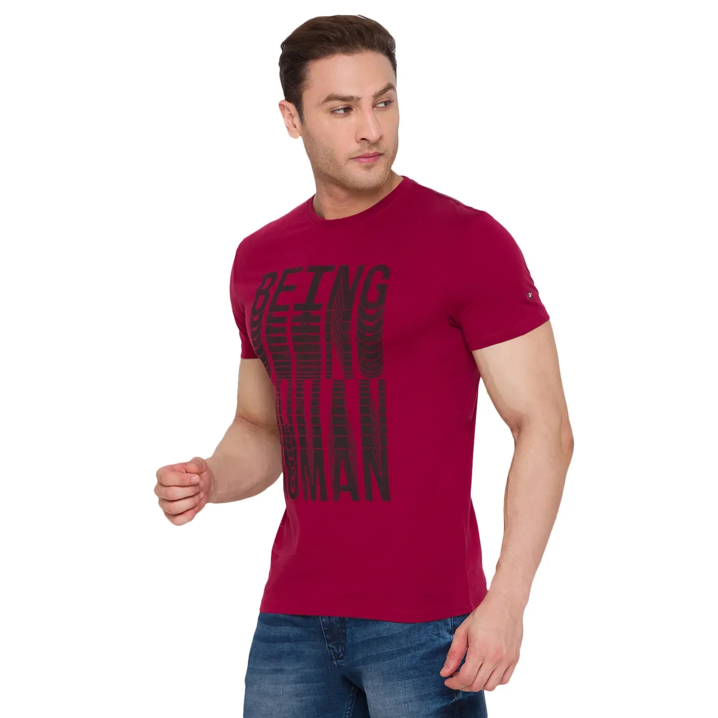 Red Regular Fit Men's Short Sleeves T-Shirt by Being Human Clothing - Image 2