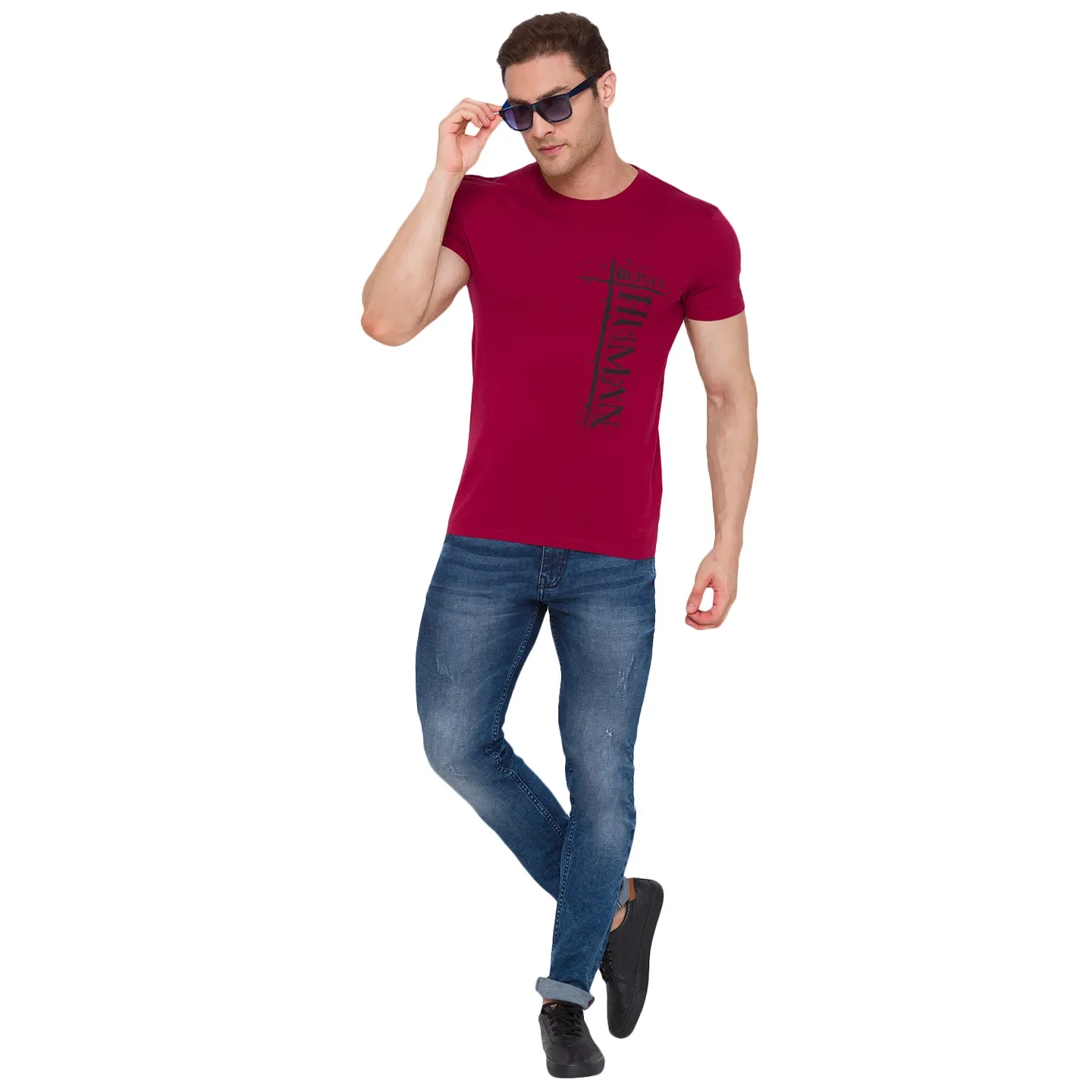 Red Regular Fit Men's Short Sleeves T-Shirt by Being Human Clothing - Image 6