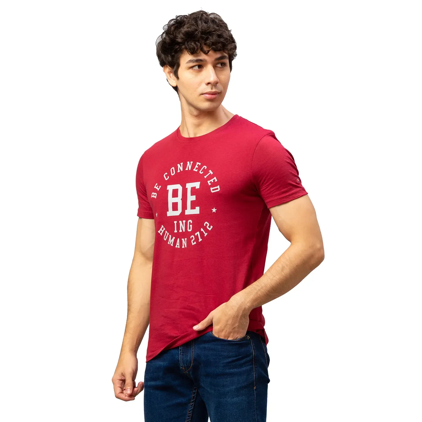 Red Regular Fit Men's Short Sleeves T-Shirt by Being Human Clothing - Image 4
