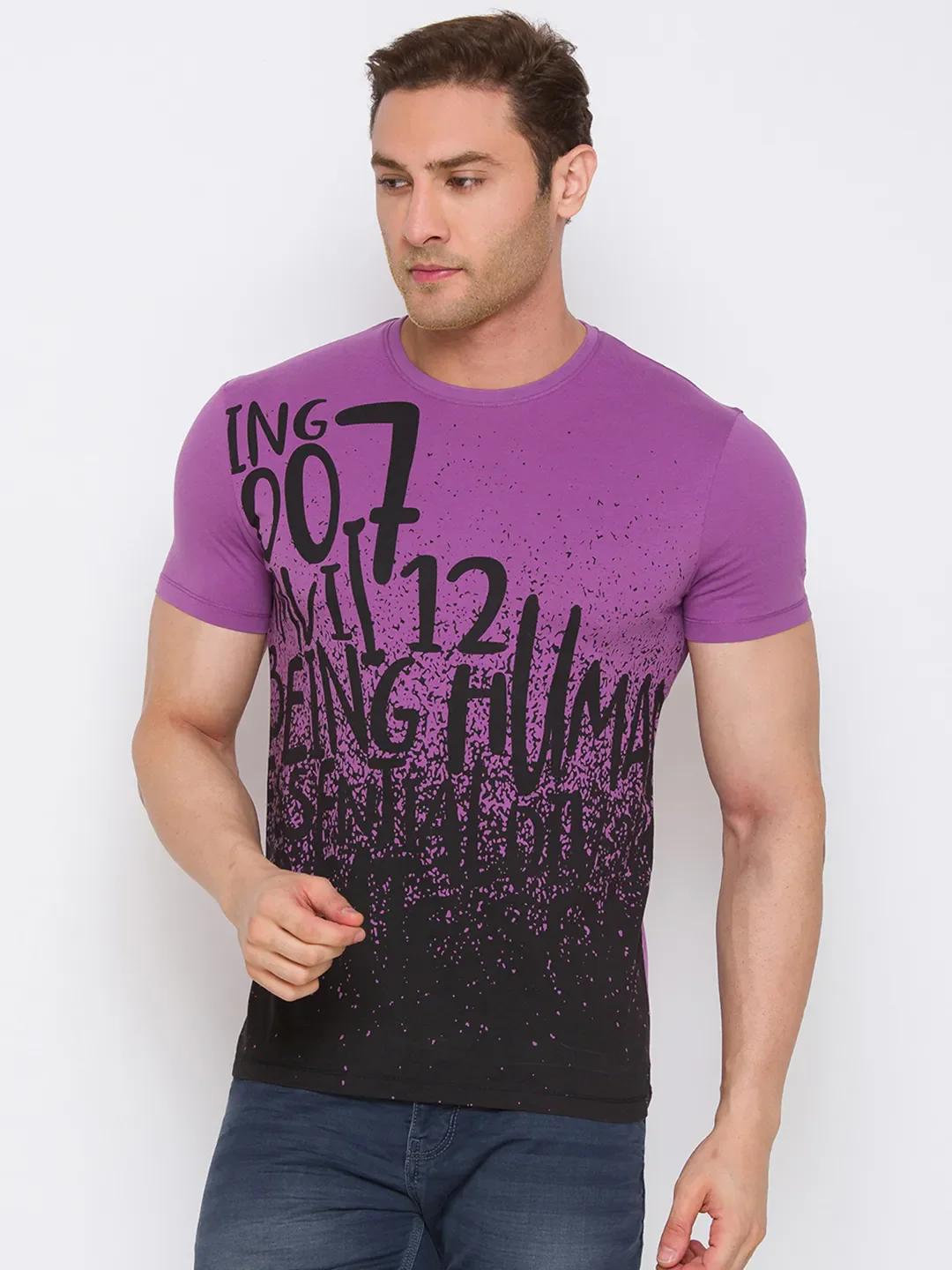 Pink Regular Fit Men's Short Sleeves T-Shirt by Being Human Clothing