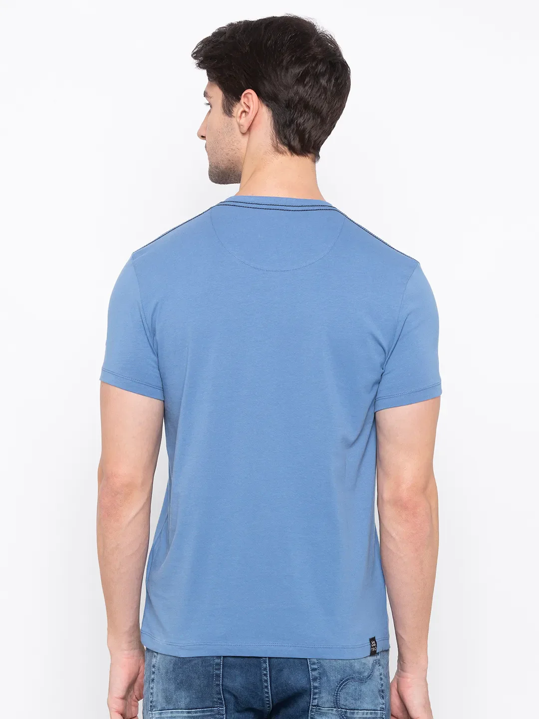 Blue Regular Fit Men's Short Sleeves T-Shirt by Being Human Clothing - Image 3