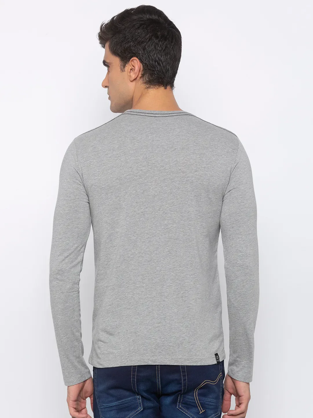 Grey Regular Fit Men's Long Sleeves T-Shirt by Being Human Clothing - Image 3