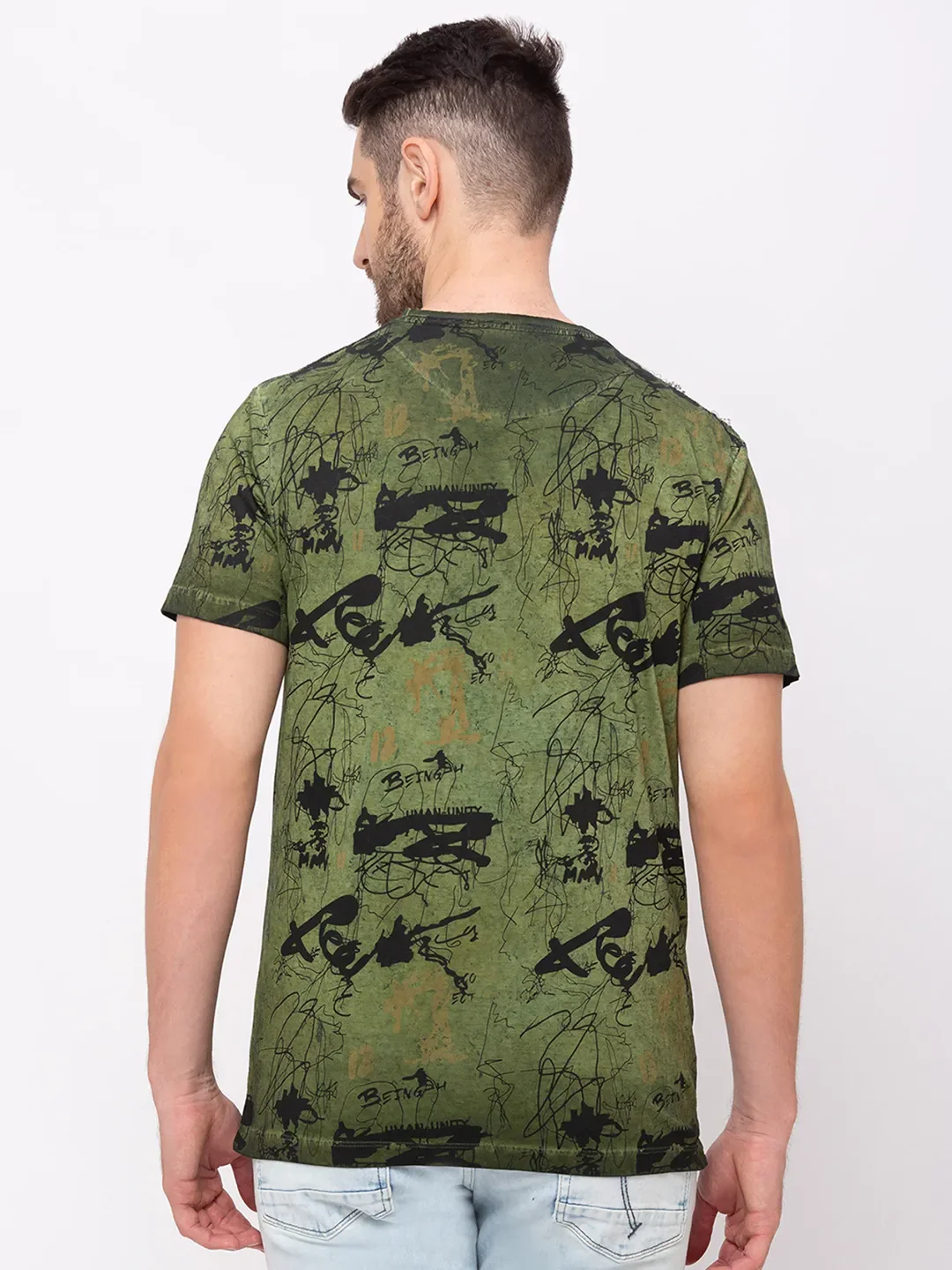 Green Regular Fit Men's Short Sleeves T-Shirt by Being Human Clothing - Image 6