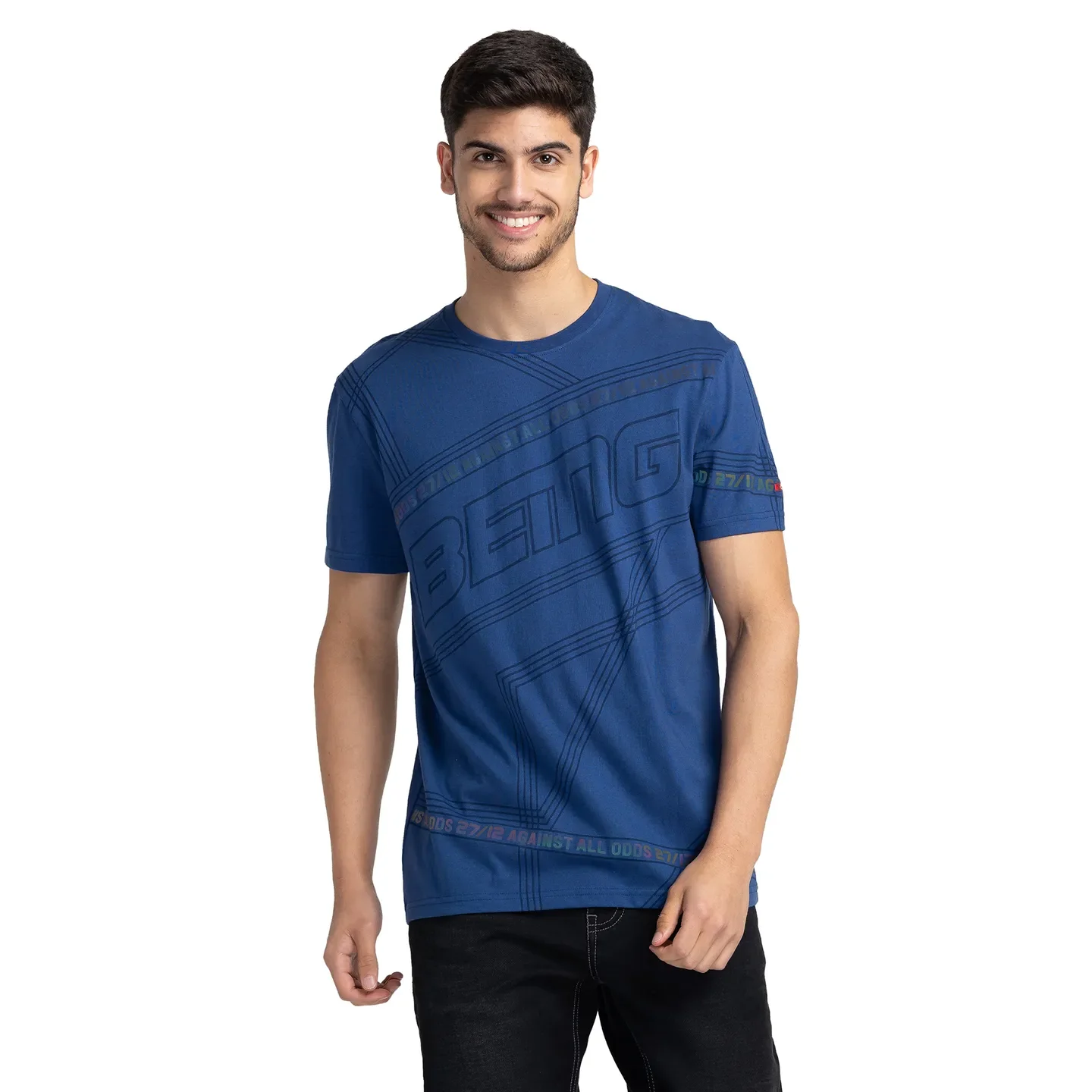 Midnight Navy Regular Fit Round Neck Men's T-Shirt by Being Human Clothing