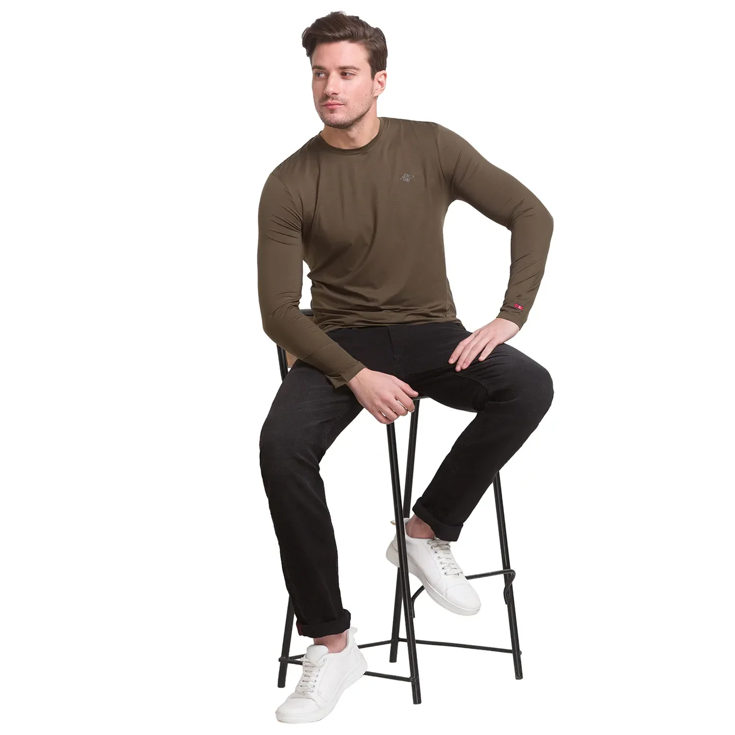 Military Green Regular Fit Round Neck Men's T-Shirt by Being Human Clothing - Image 3