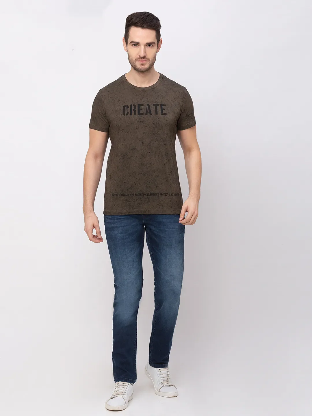 Green Regular Fit Men's Short Sleeves T-Shirt by Being Human Clothing - Image 4