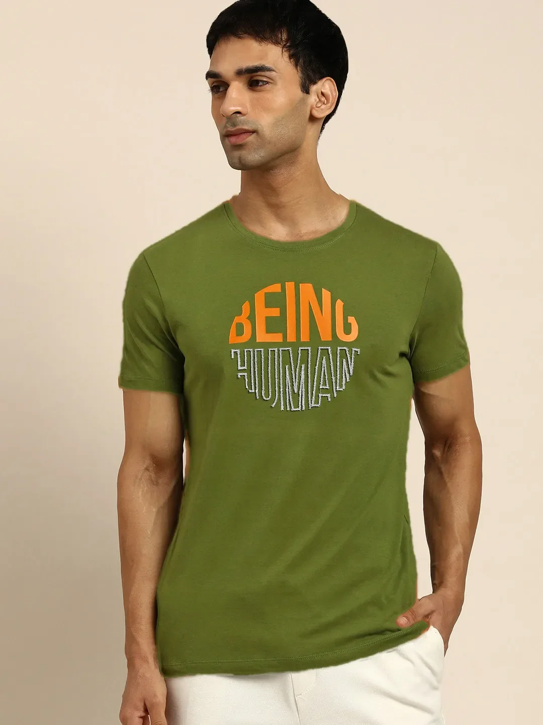 Green Regular Fit Men's Short Sleeves T-Shirt by Being Human Clothing - Image 4
