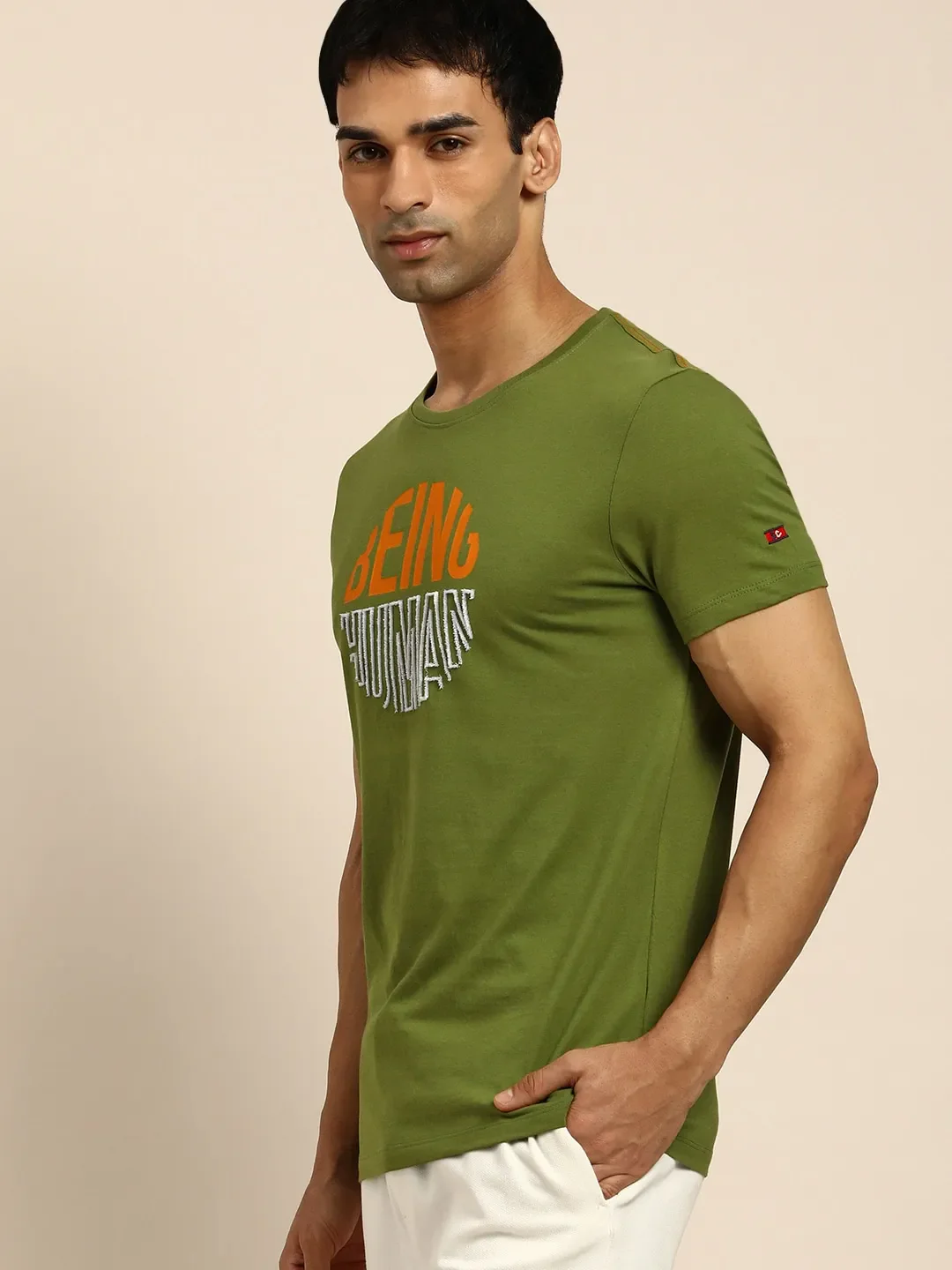 Green Regular Fit Men's Short Sleeves T-Shirt by Being Human Clothing - Image 5