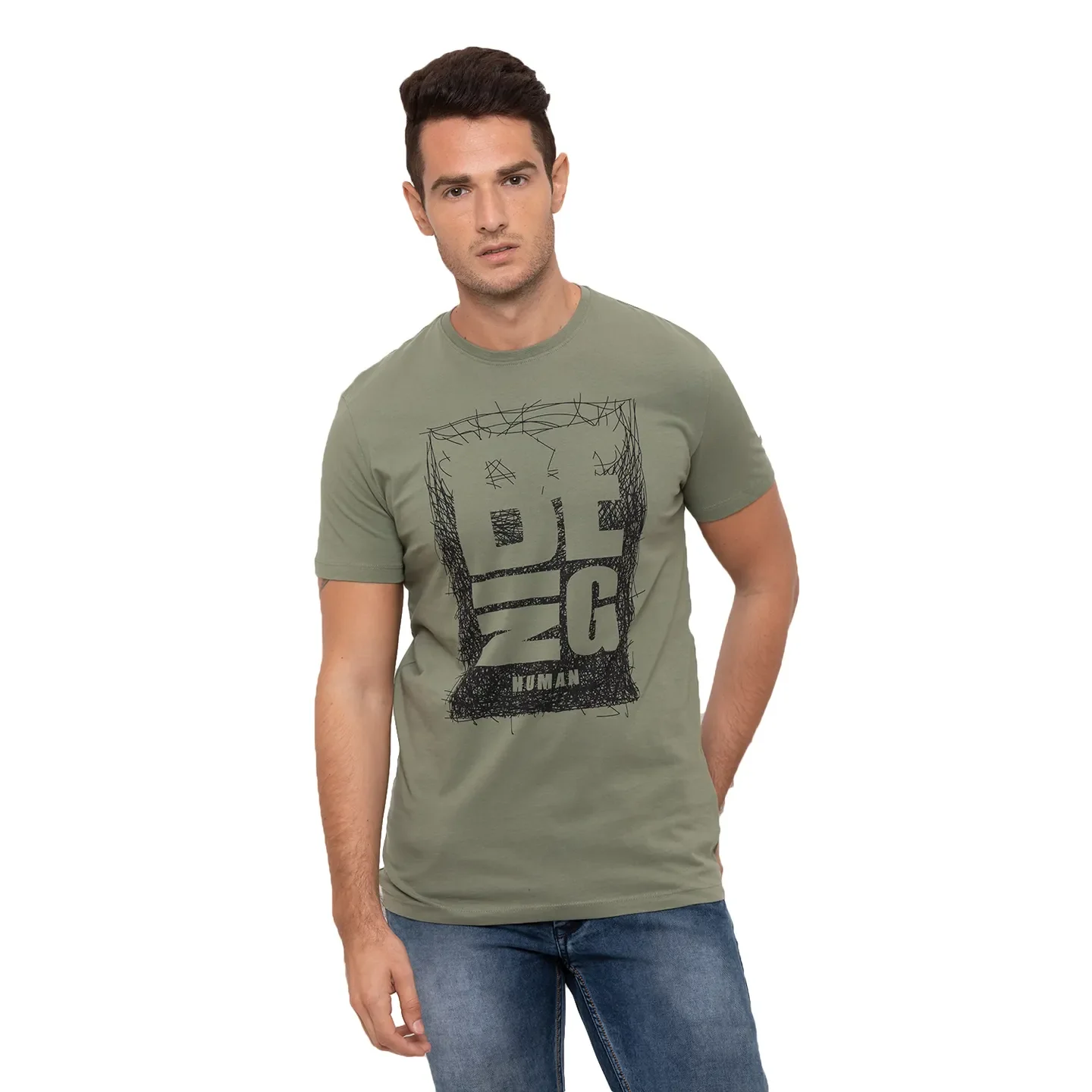 Green Regular Fit Men's T-Shirt by Being Human Clothing