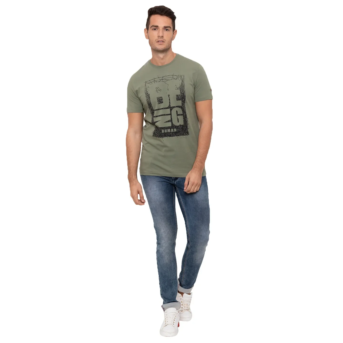 Green Regular Fit Men's T-Shirt by Being Human Clothing - Image 2