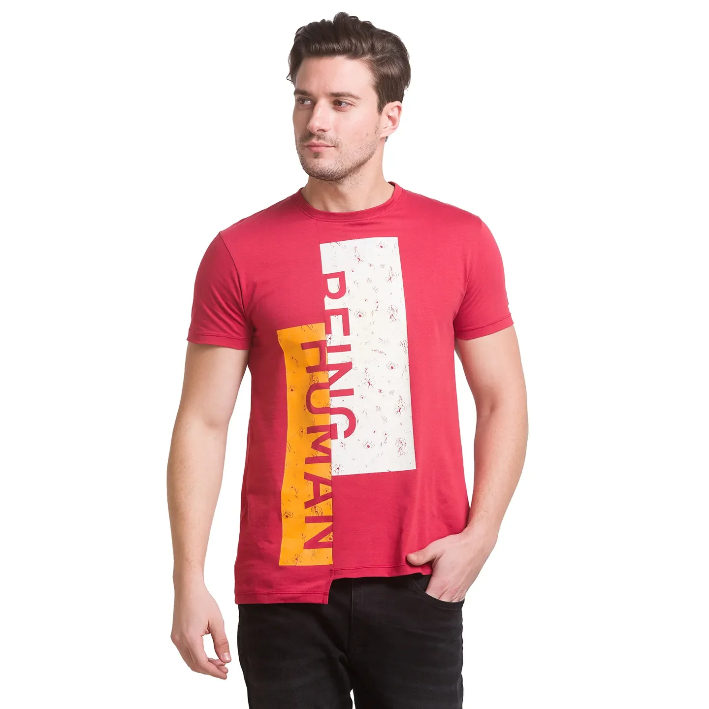 Mineral Red Regular Fit Round Neck Men's T-Shirt by Being Human Clothing - Image 3