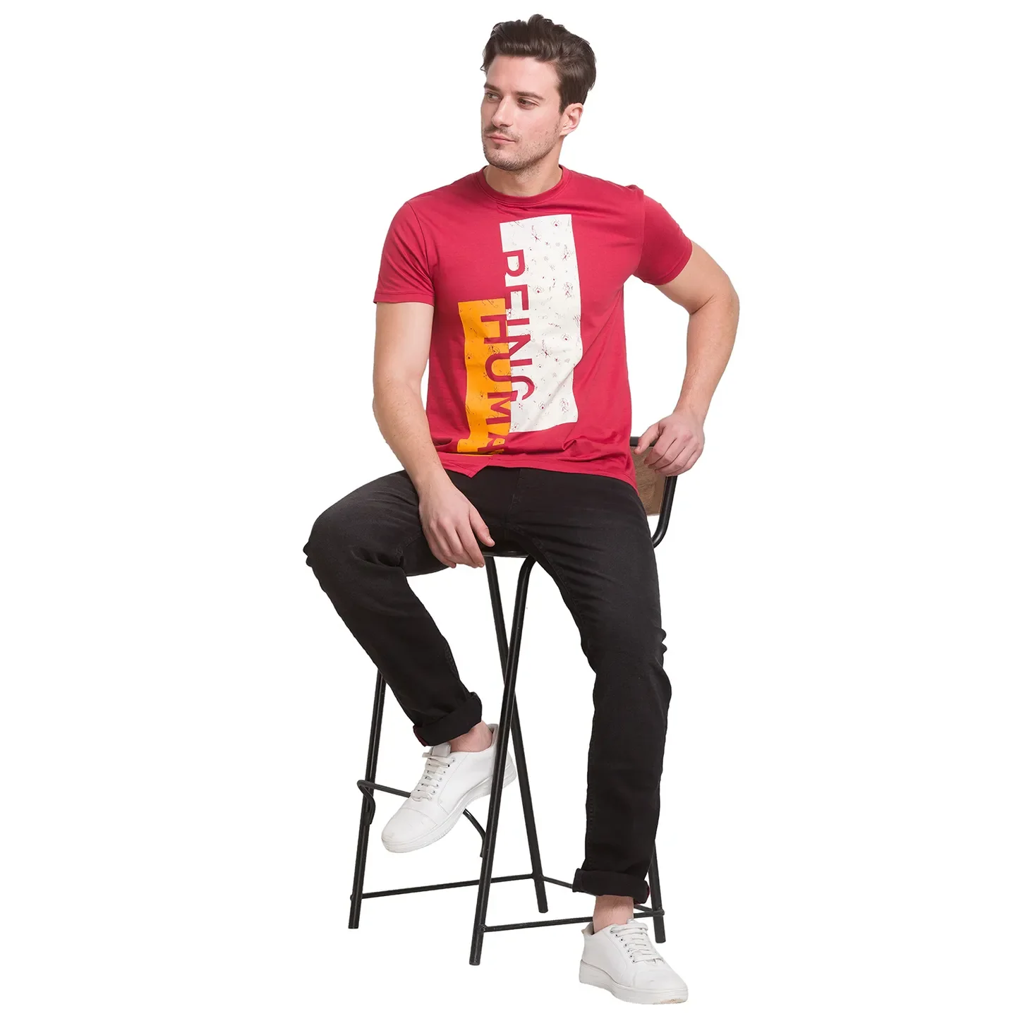 Mineral Red Regular Fit Round Neck Men's T-Shirt by Being Human Clothing - Image 4
