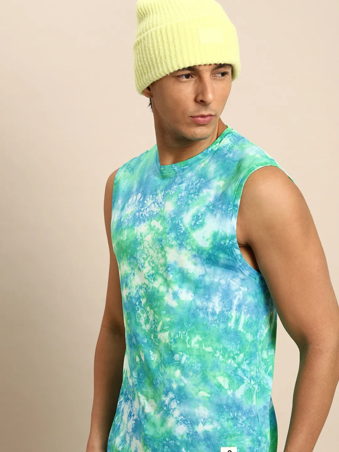 Green Regular Fit Men's Sleevesles T-Shirt by Being Human Clothing - Image 2