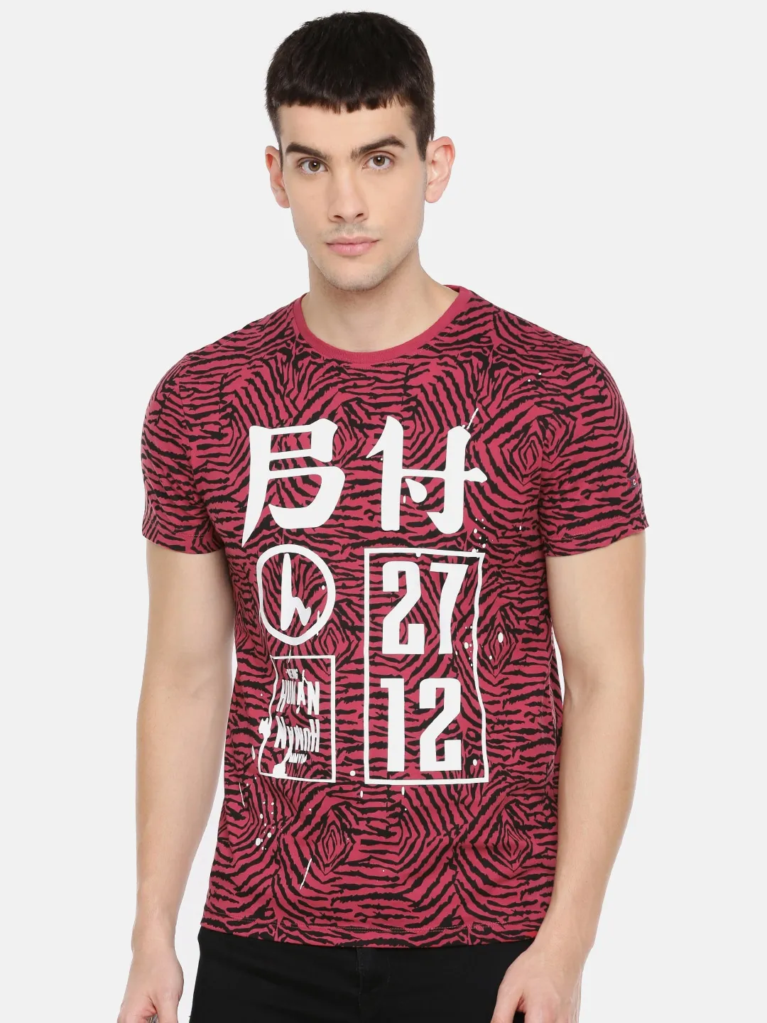 Miniral Red Regular Fit Round Neck Men's T-Shirt by Being Human Clothing