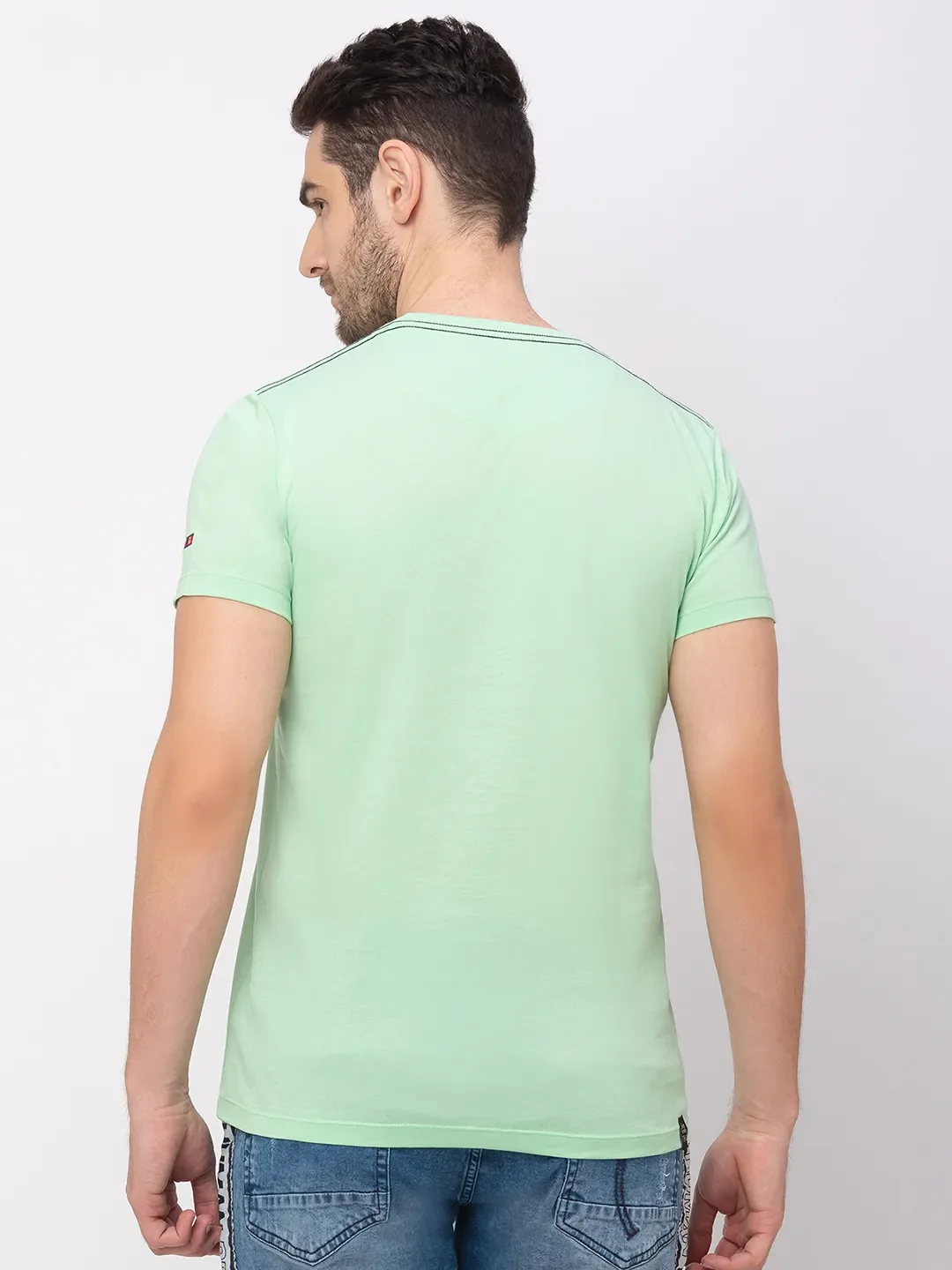 Green Regular Fit Men's Short Sleeves T-Shirt by Being Human Clothing - Image 2