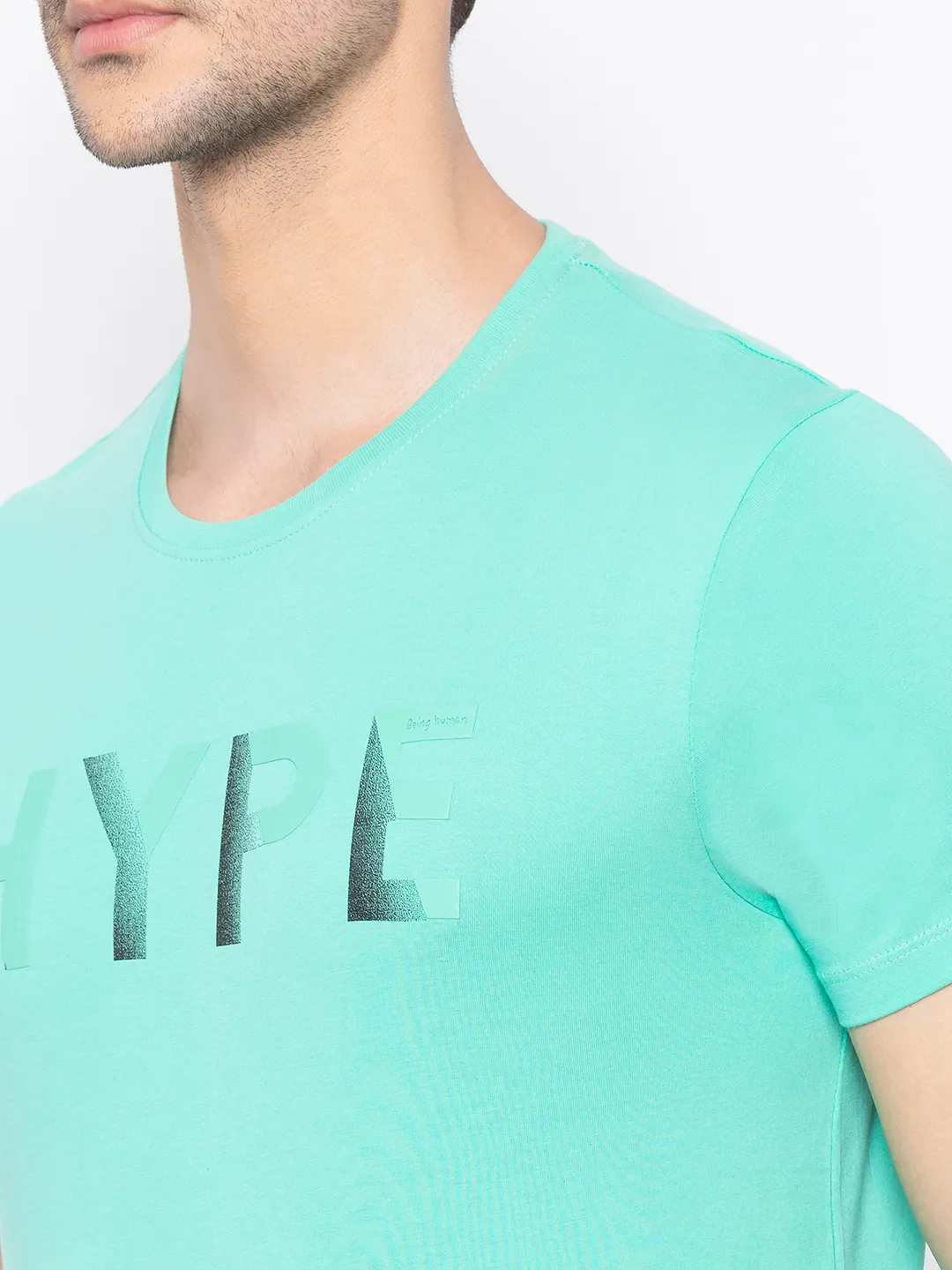 Green Regular Fit Men's Short Sleeves T-Shirt by Being Human Clothing - Image 4
