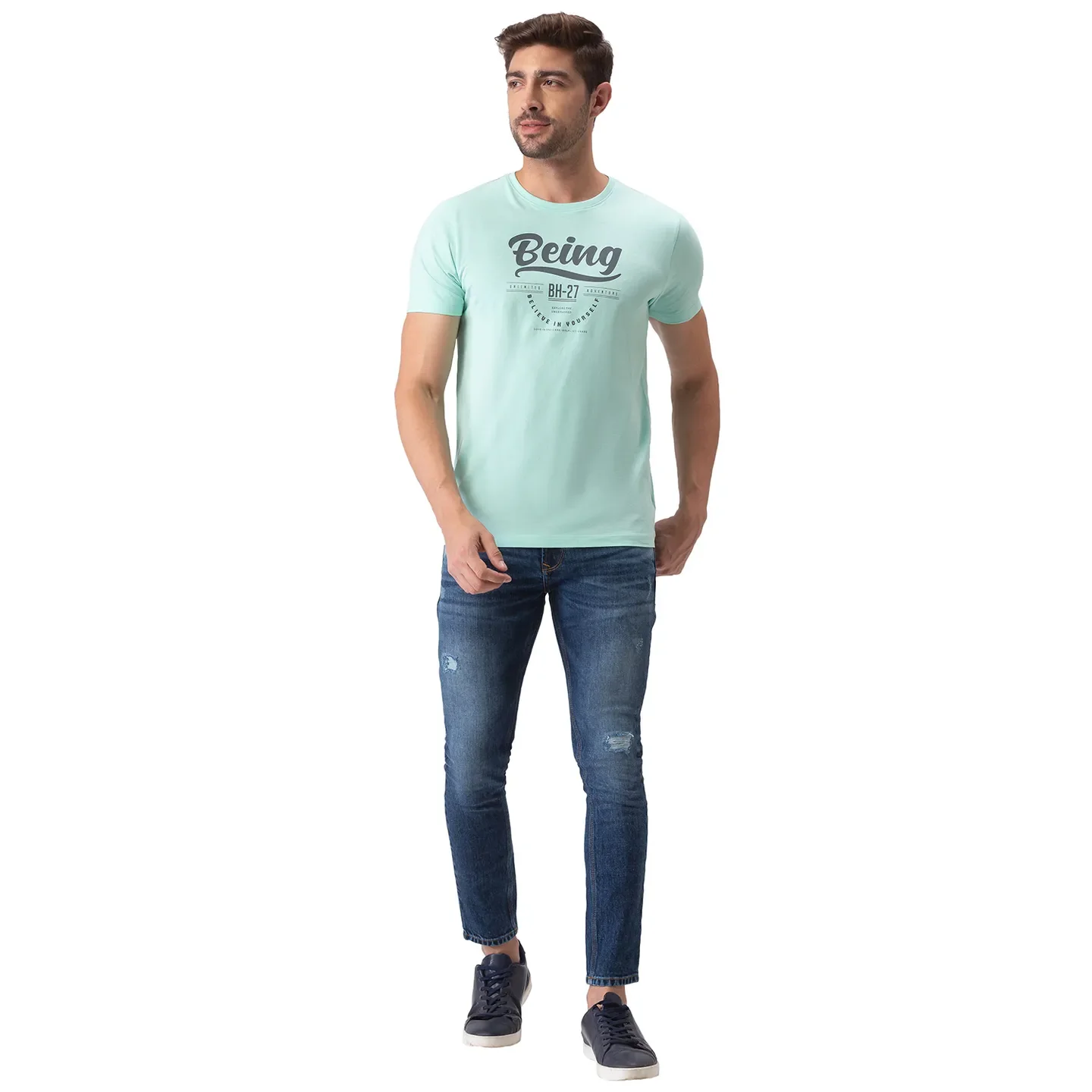 Green Regular Fit Men's Short Sleeves T-Shirt by Being Human Clothing - Image 5