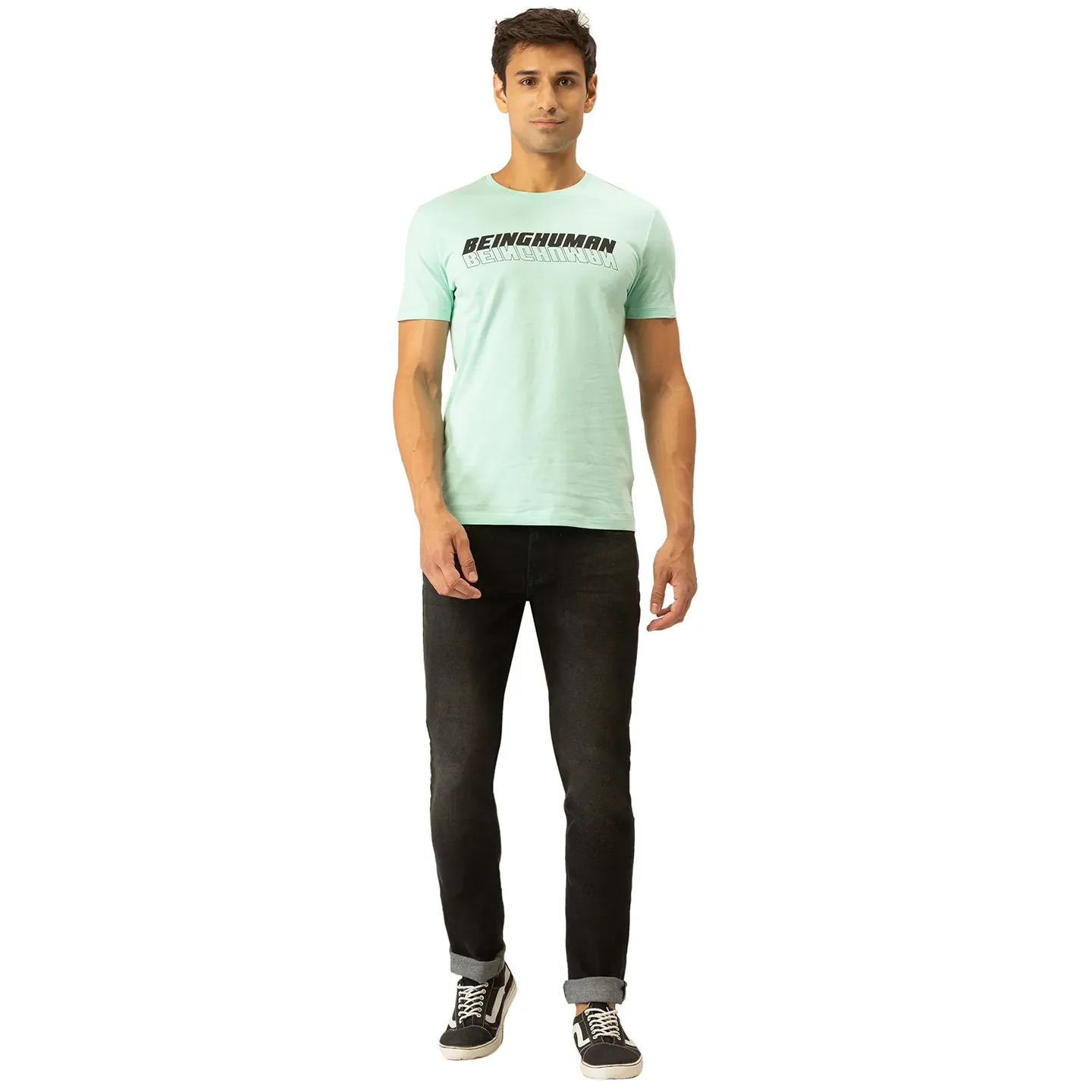 Green Regular Fit Men's Short Sleeves T-Shirt by Being Human Clothing - Image 2