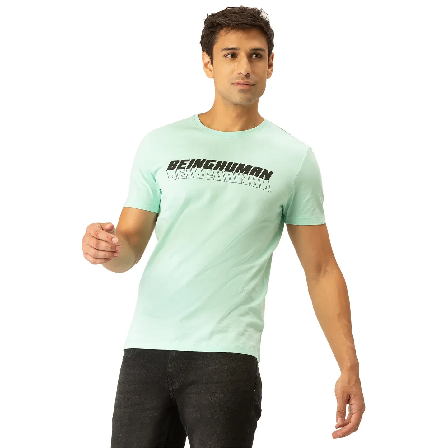 Green Regular Fit Men's Short Sleeves T-Shirt by Being Human Clothing - Image 4