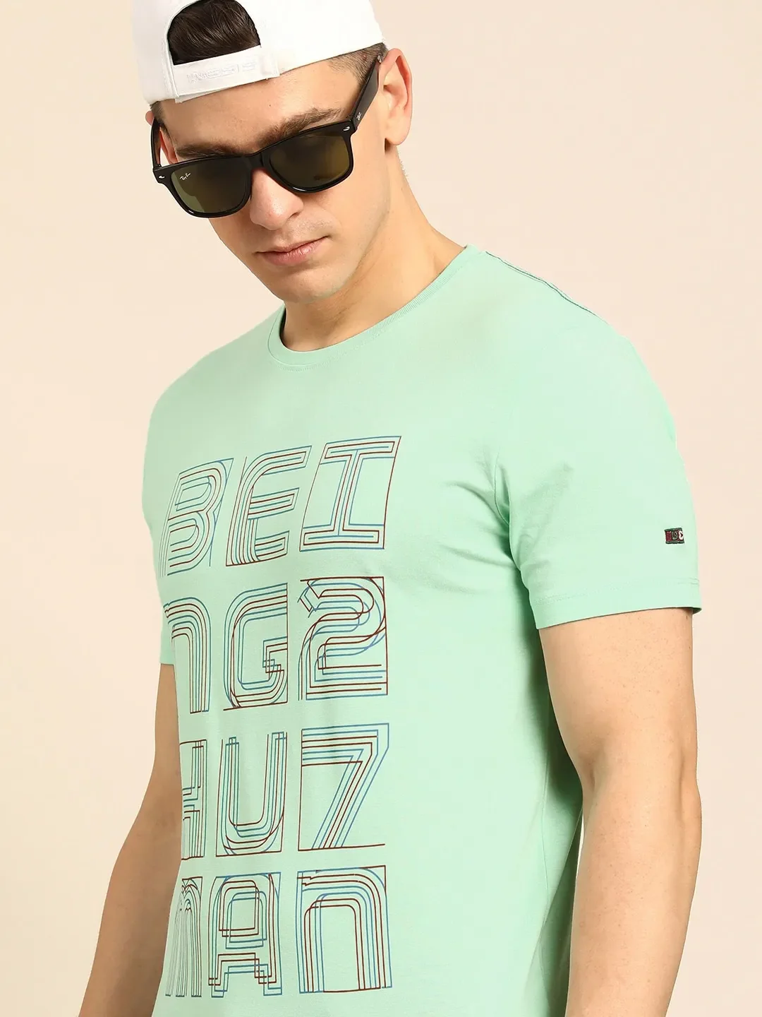 Green Regular Fit Men's Short Sleeves T-Shirt by Being Human Clothing - Image 2