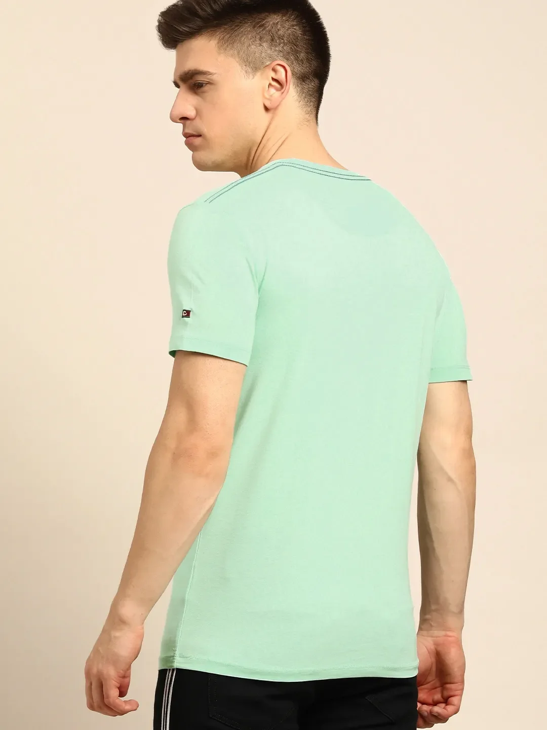 Green Regular Fit Men's Short Sleeves T-Shirt by Being Human Clothing - Image 3