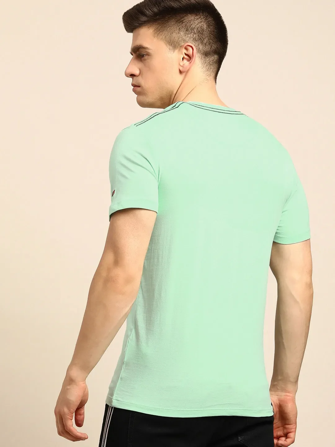 Green Regular Fit Men's Short Sleeves T-Shirt by Being Human Clothing - Image 3