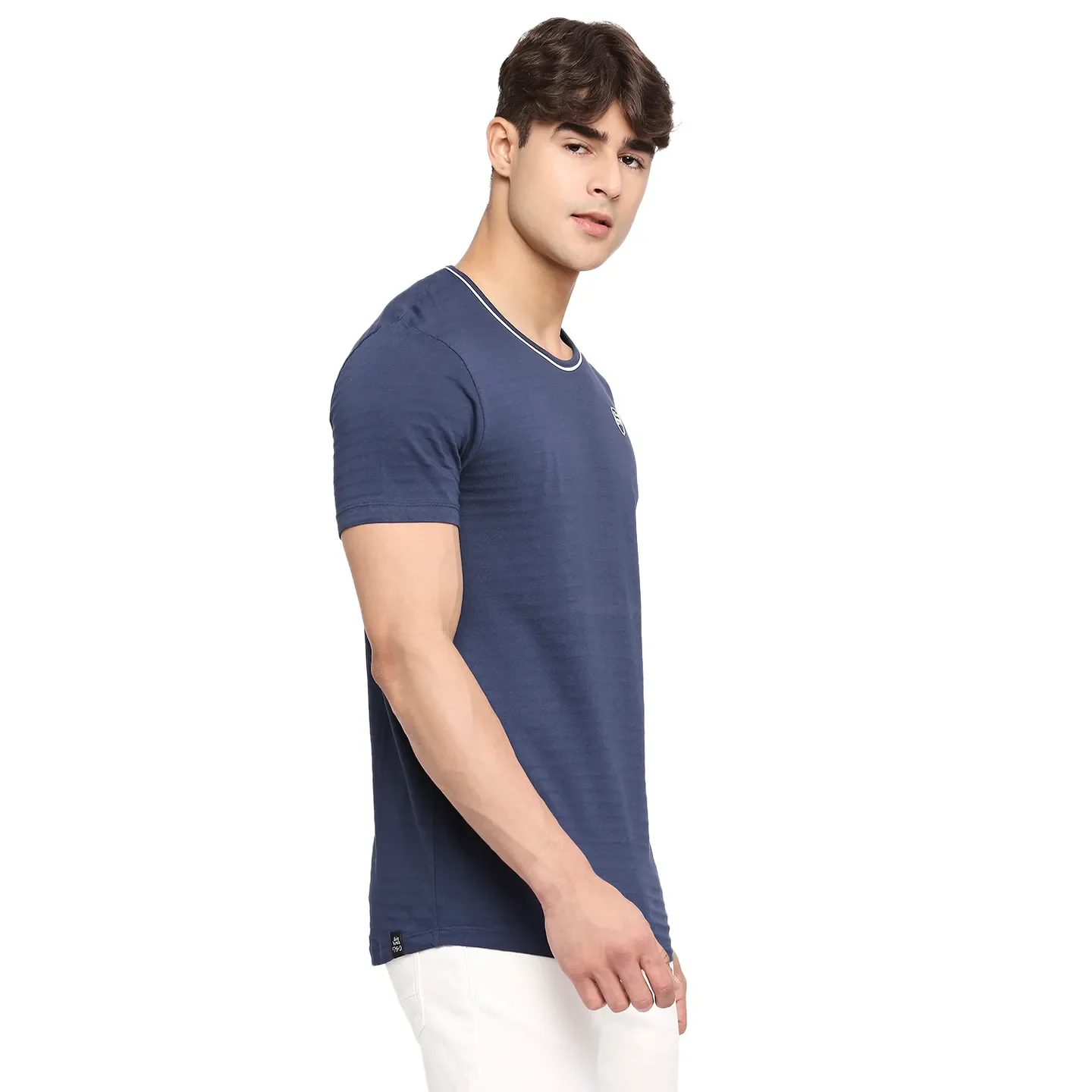 Mood Navy Regular Fit Round Neck Men's T-Shirt by Being Human Clothing - Image 3