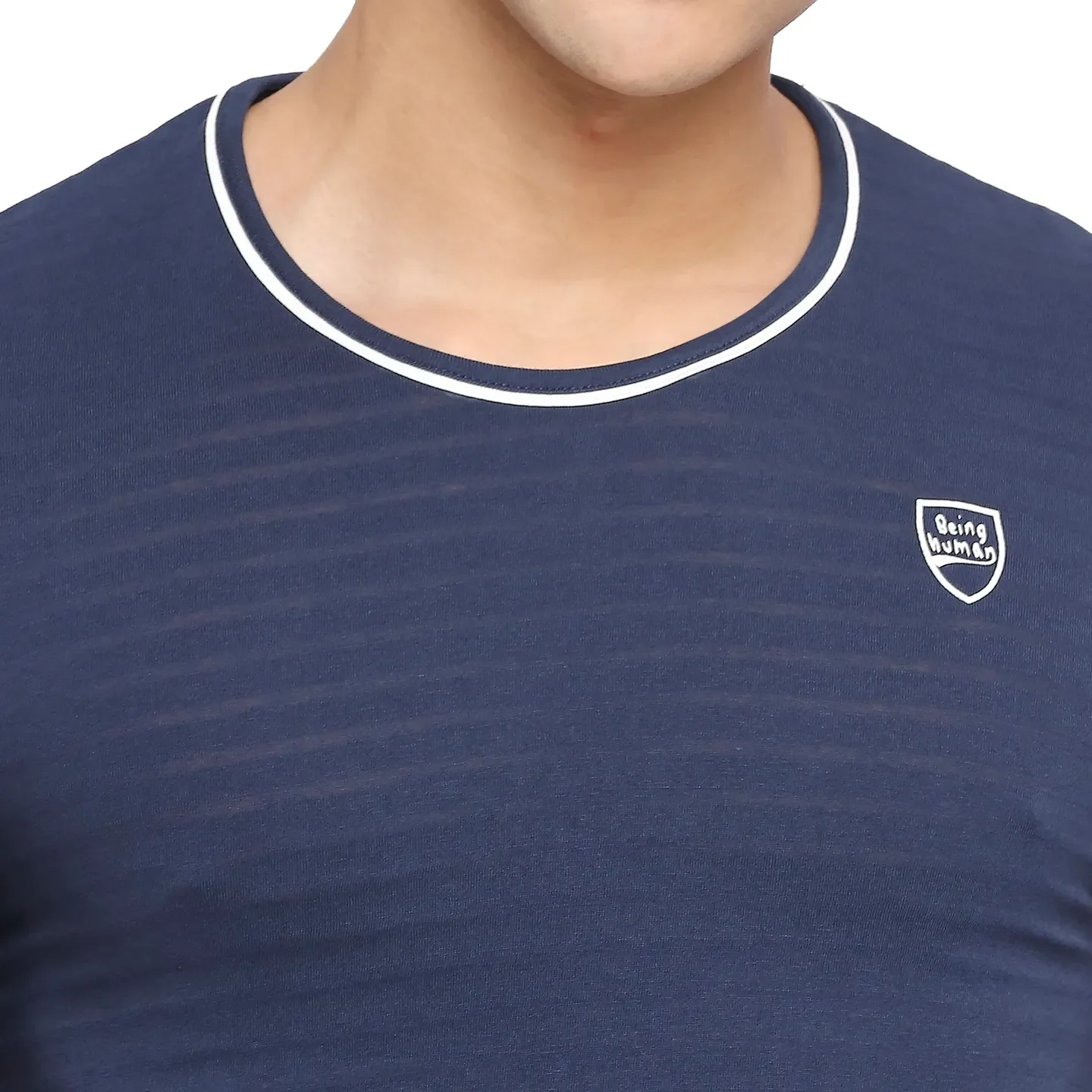 Mood Navy Regular Fit Round Neck Men's T-Shirt by Being Human Clothing - Image 5