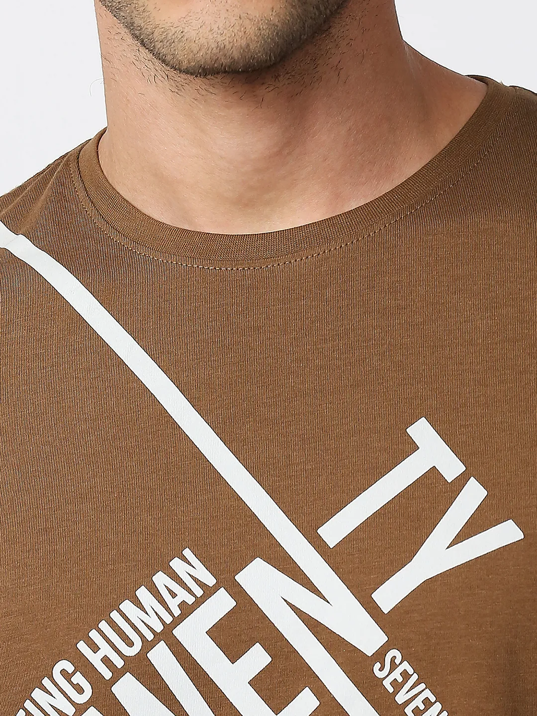 Brown Regular Fit Men's Short Sleeves T-Shirt by Being Human Clothing - Image 4
