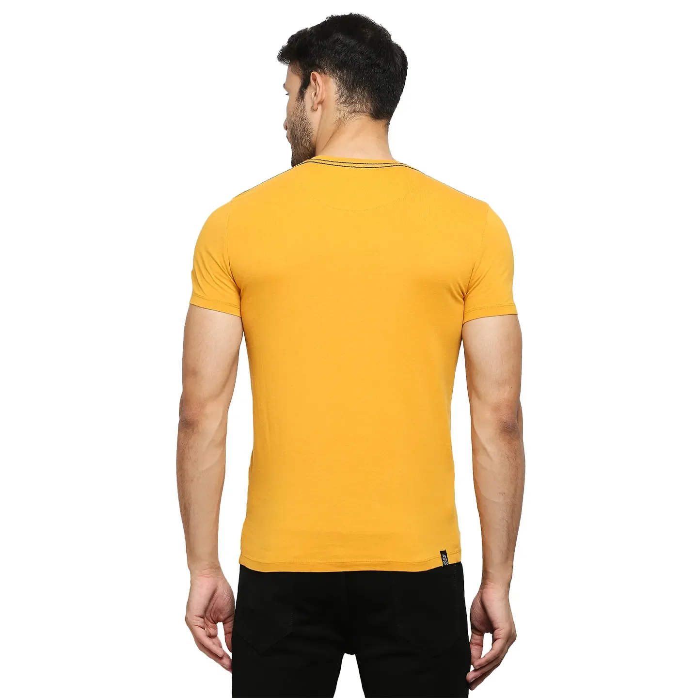 Mustard Regular Fit Round Neck Men's T-Shirt by Being Human Clothing - Image 4