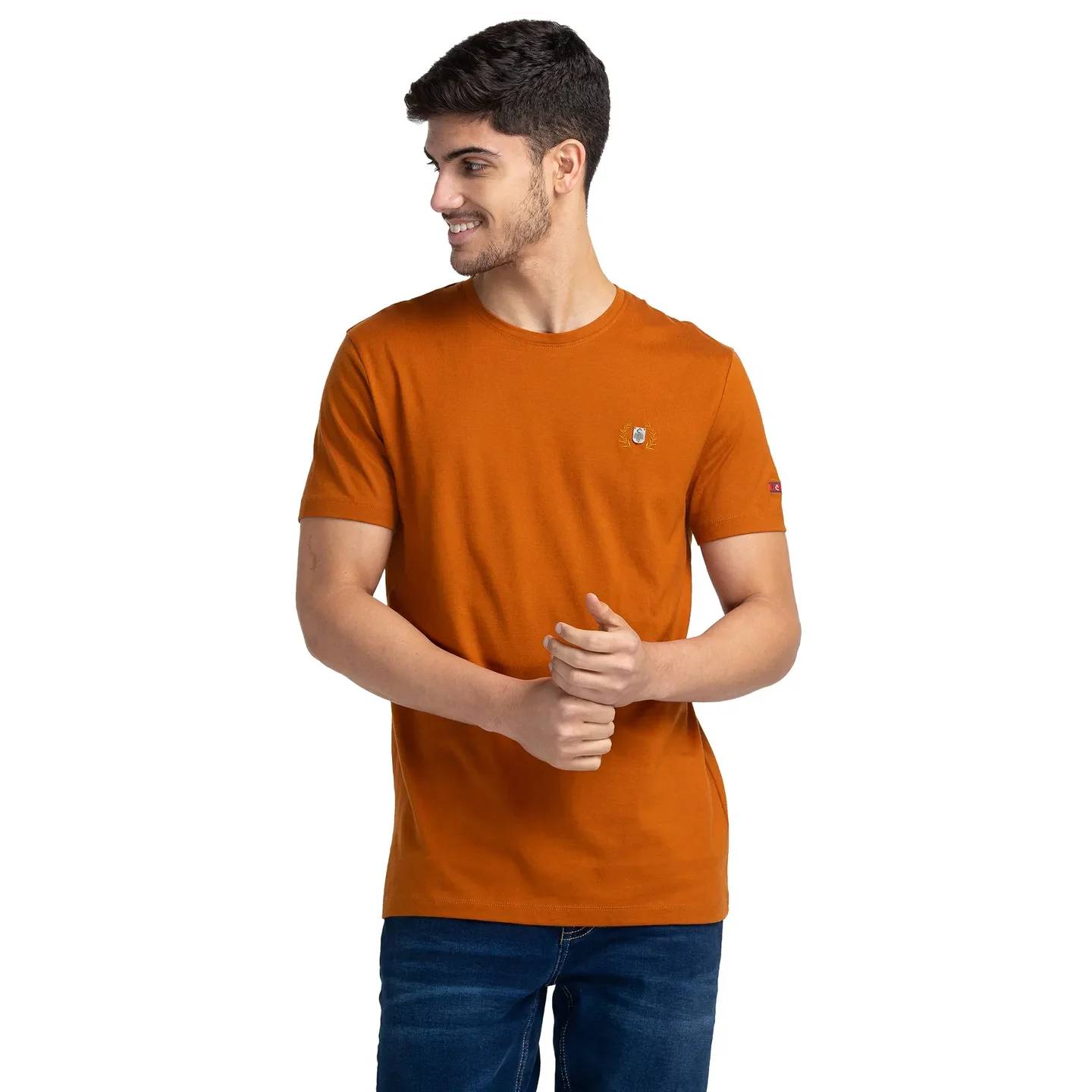 Mustard Regular Fit Round Neck Men's T-Shirt by Being Human Clothing