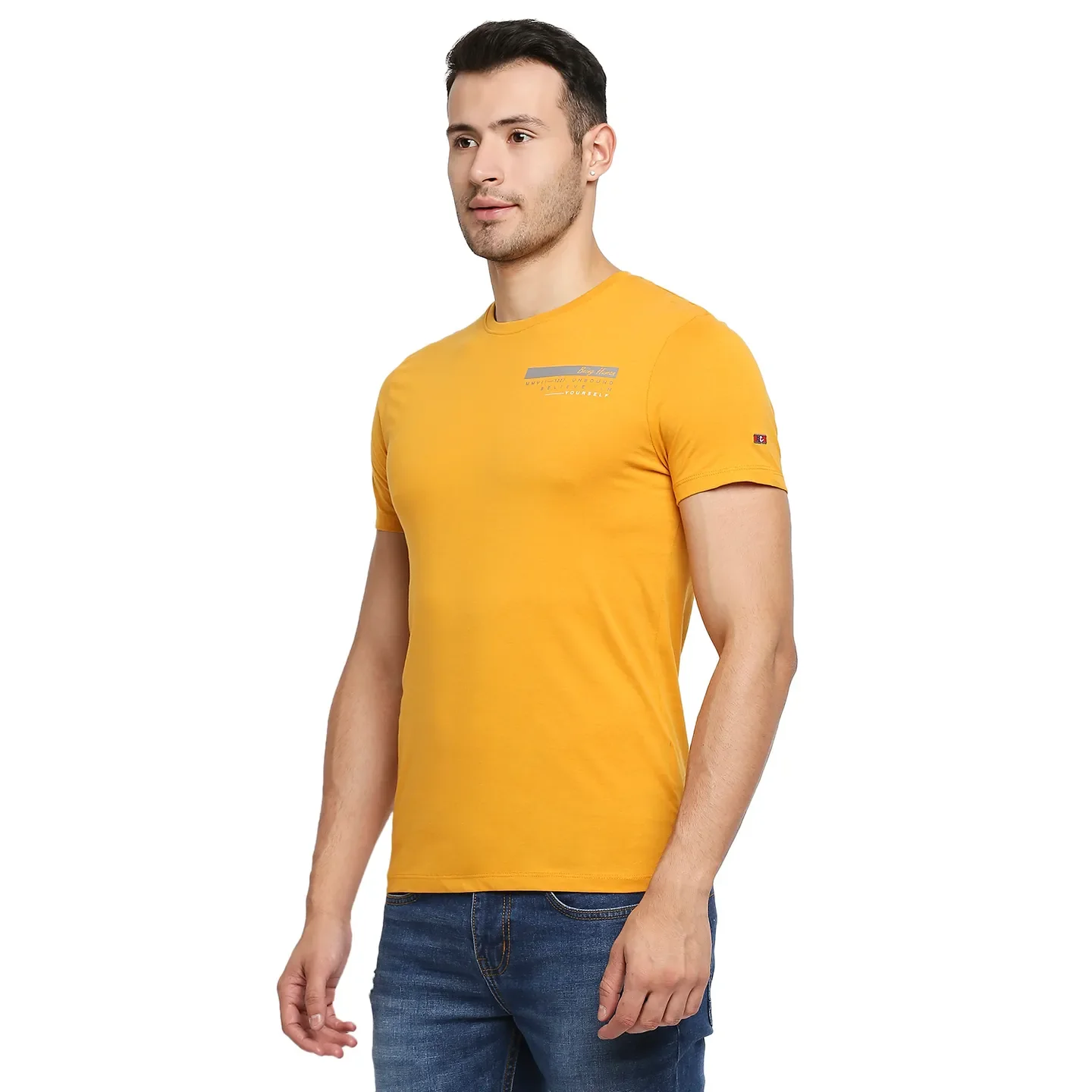 Yellow Regular Fit Men's Short Sleeves T-Shirt by Being Human Clothing - Image 2