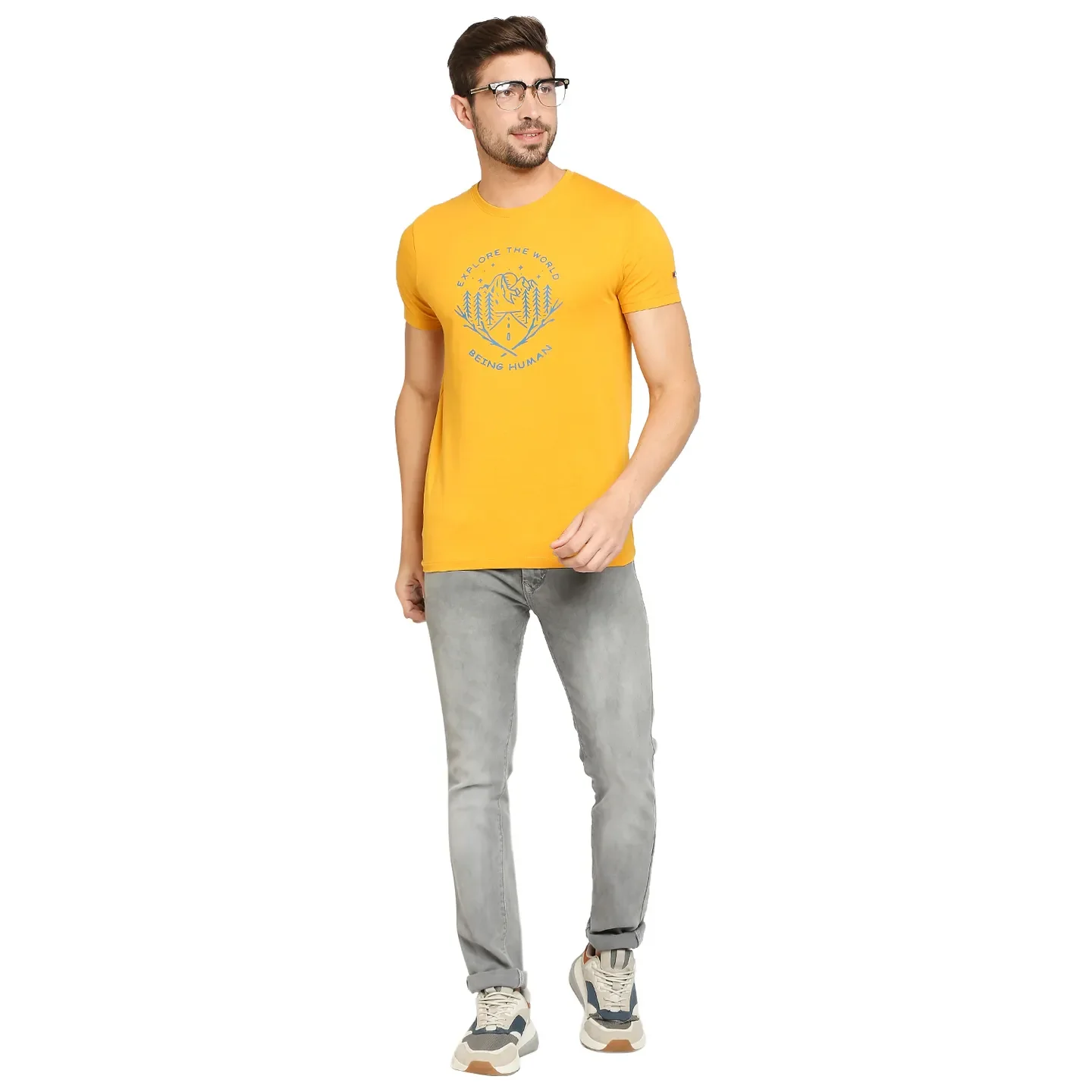 Yellow Regular Fit Men's Short Sleeves T-Shirt by Being Human Clothing - Image 21