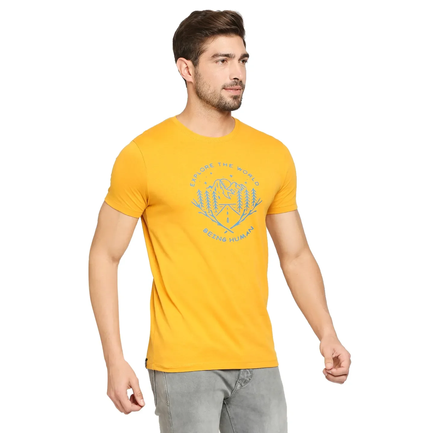 Yellow Regular Fit Men's Short Sleeves T-Shirt by Being Human Clothing - Image 6
