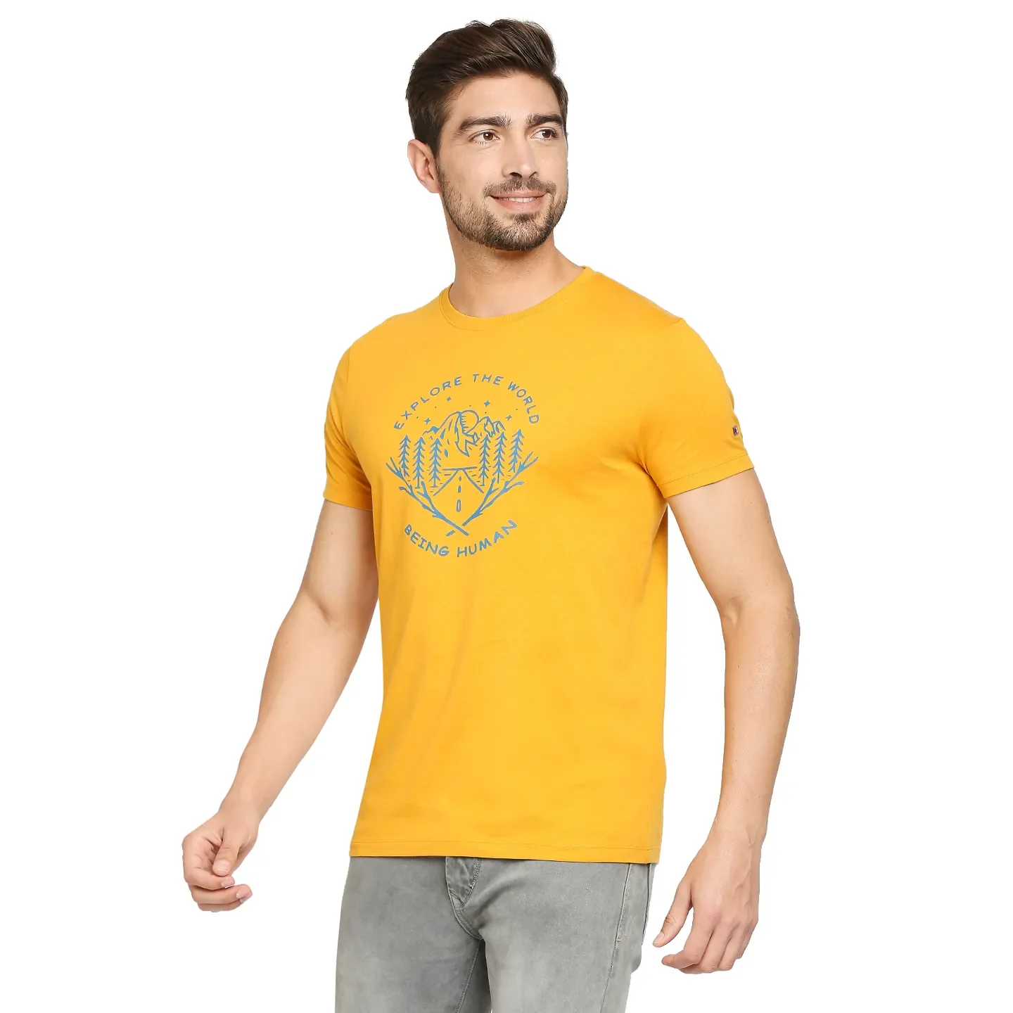 Yellow Regular Fit Men's Short Sleeves T-Shirt by Being Human Clothing - Image 9