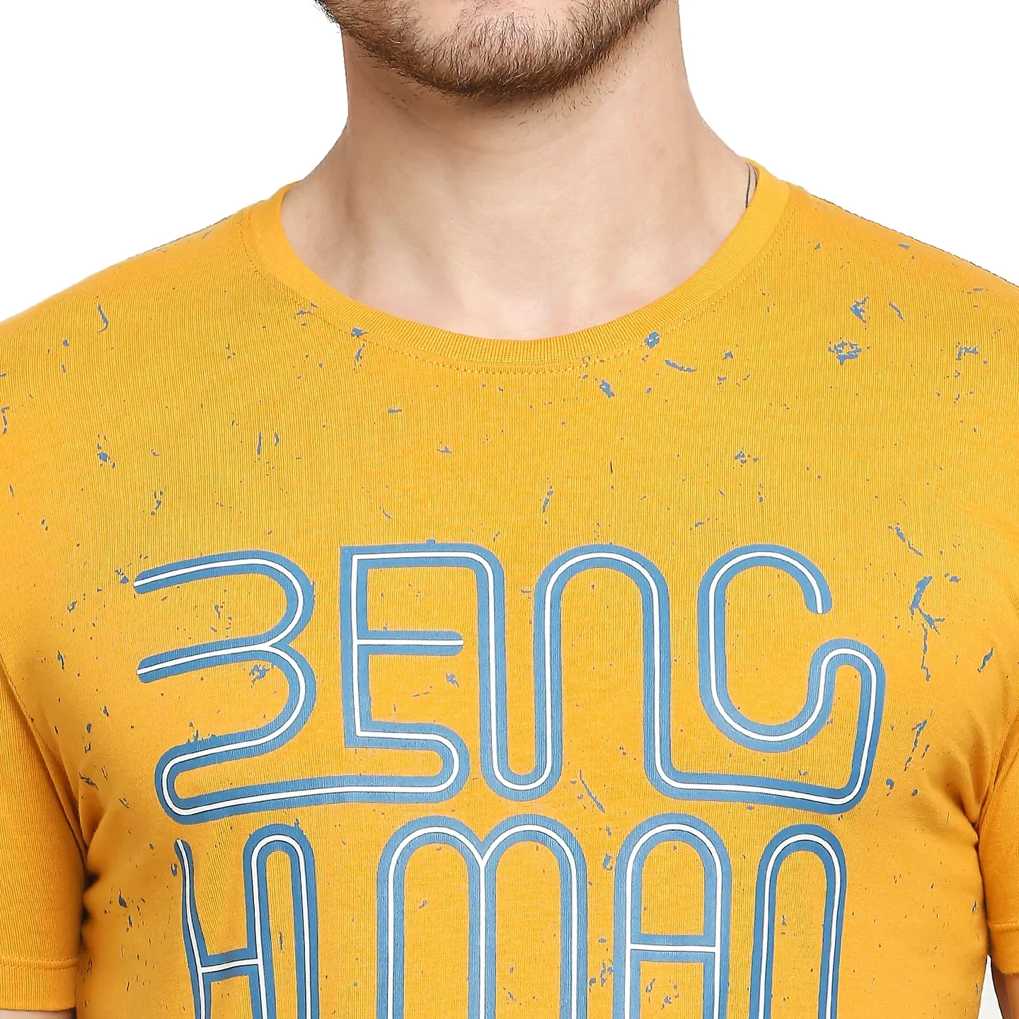 Yellow Regular Fit Men's Short Sleeves T-Shirt by Being Human Clothing - Image 3
