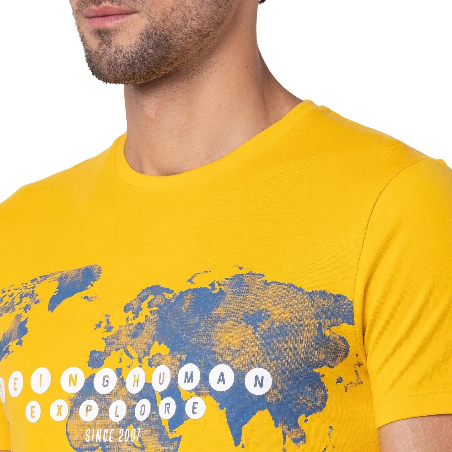 Yellow Regular Fit Men's Short Sleeves T-Shirt by Being Human Clothing - Image 4