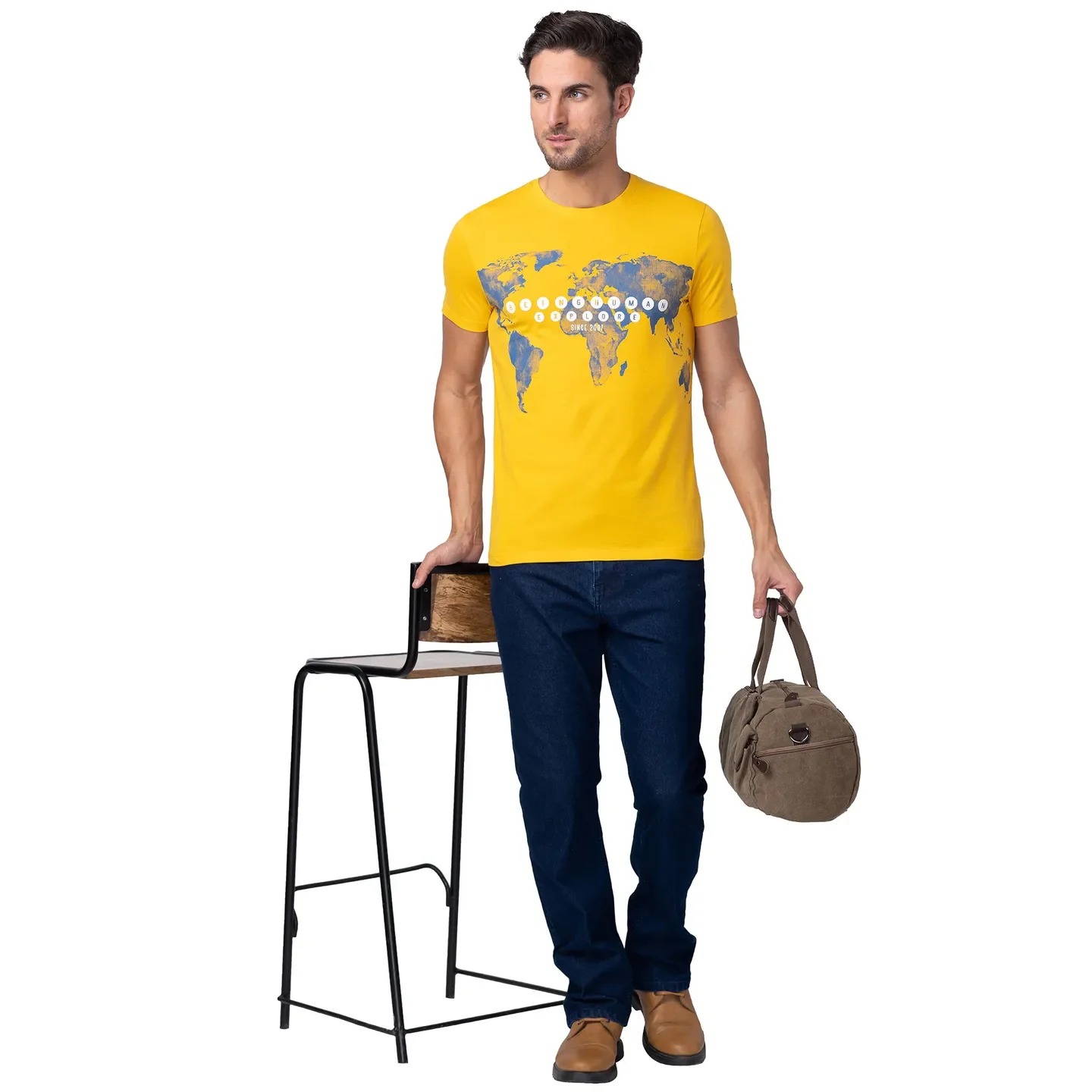 Yellow Regular Fit Men's Short Sleeves T-Shirt by Being Human Clothing - Image 6