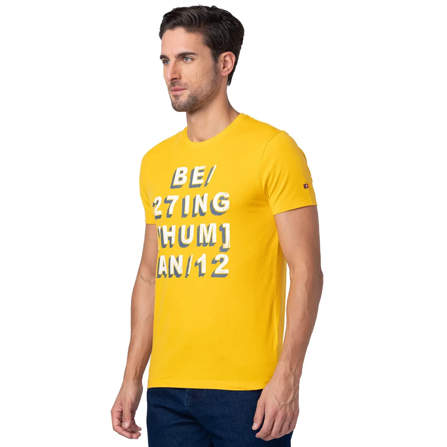 Yellow Regular Fit Men's Short Sleeves T-Shirt by Being Human Clothing - Image 4