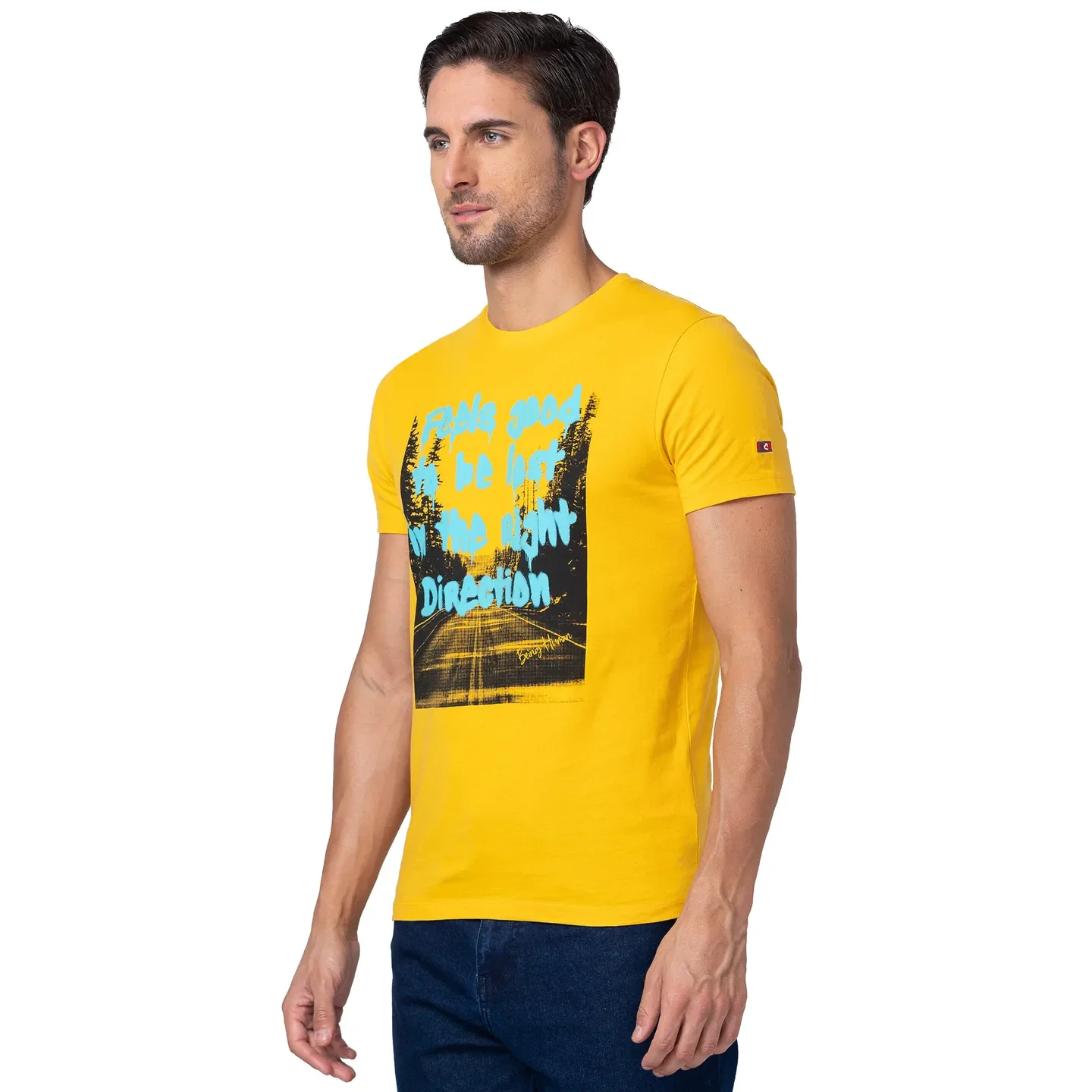 Yellow Regular Fit Men's Short Sleeves T-Shirt by Being Human Clothing - Image 4