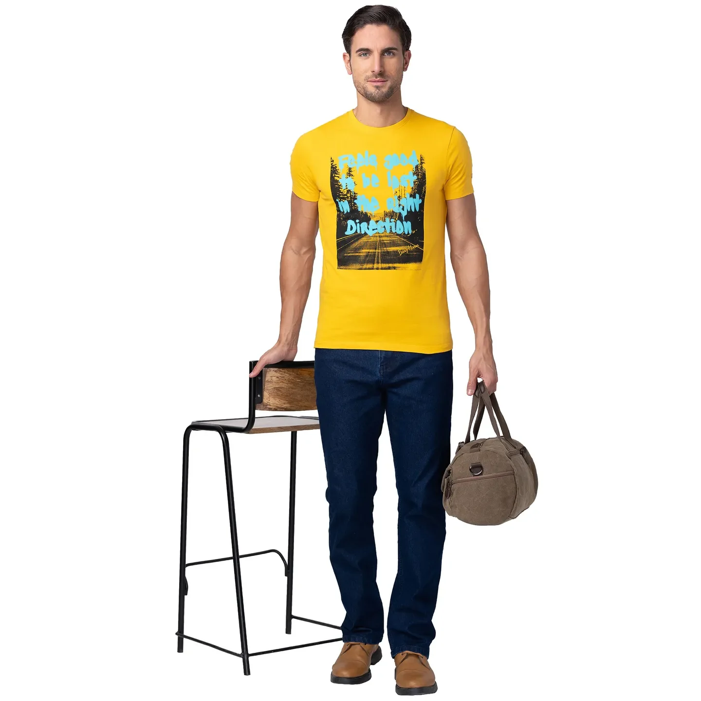 Yellow Regular Fit Men's Short Sleeves T-Shirt by Being Human Clothing - Image 6