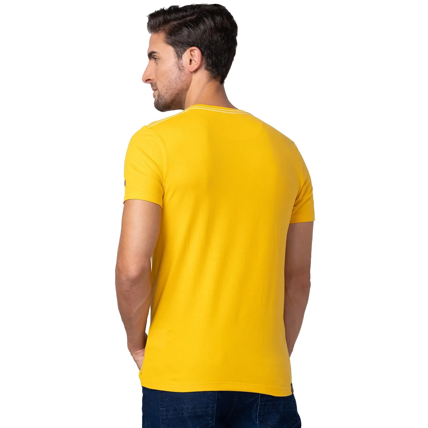 Yellow Regular Fit Men's Short Sleeves T-Shirt by Being Human Clothing - Image 3