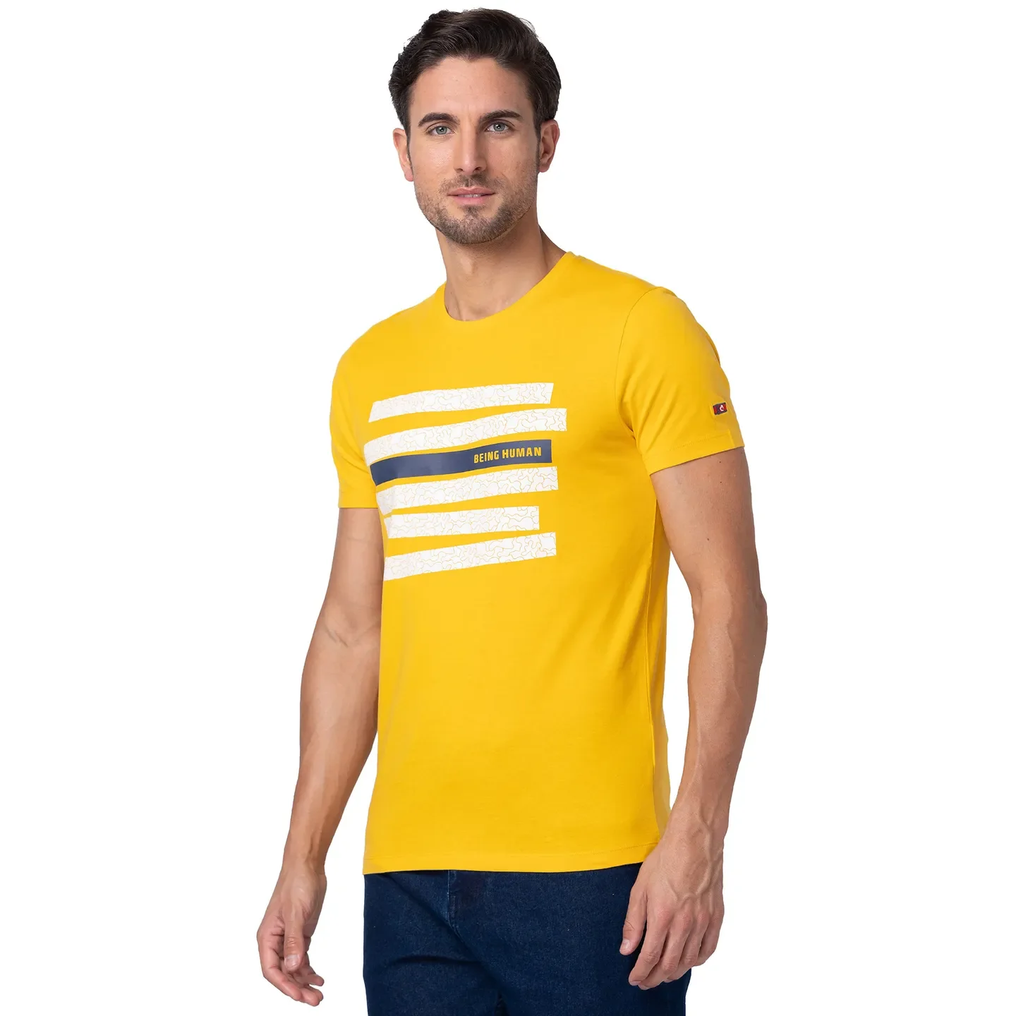 Yellow Regular Fit Men's Short Sleeves T-Shirt by Being Human Clothing - Image 4