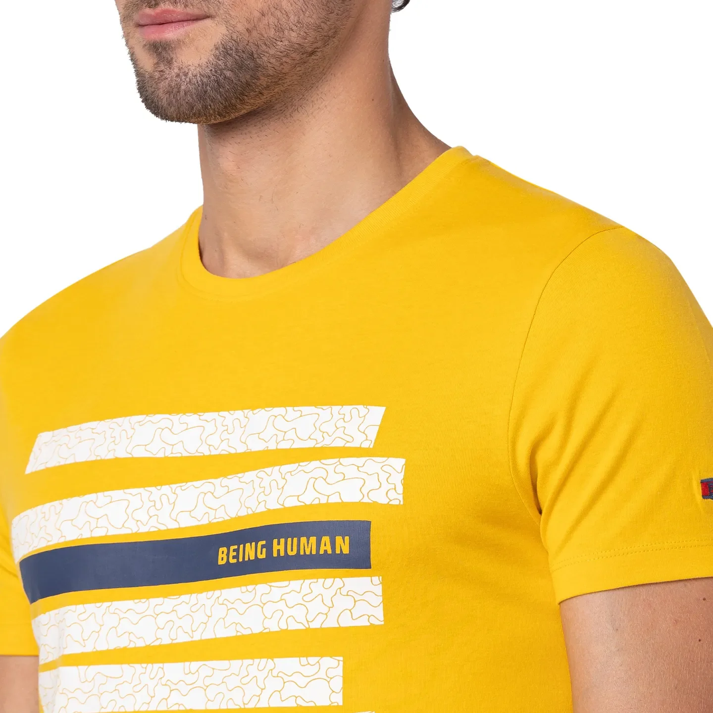 Yellow Regular Fit Men's Short Sleeves T-Shirt by Being Human Clothing - Image 5