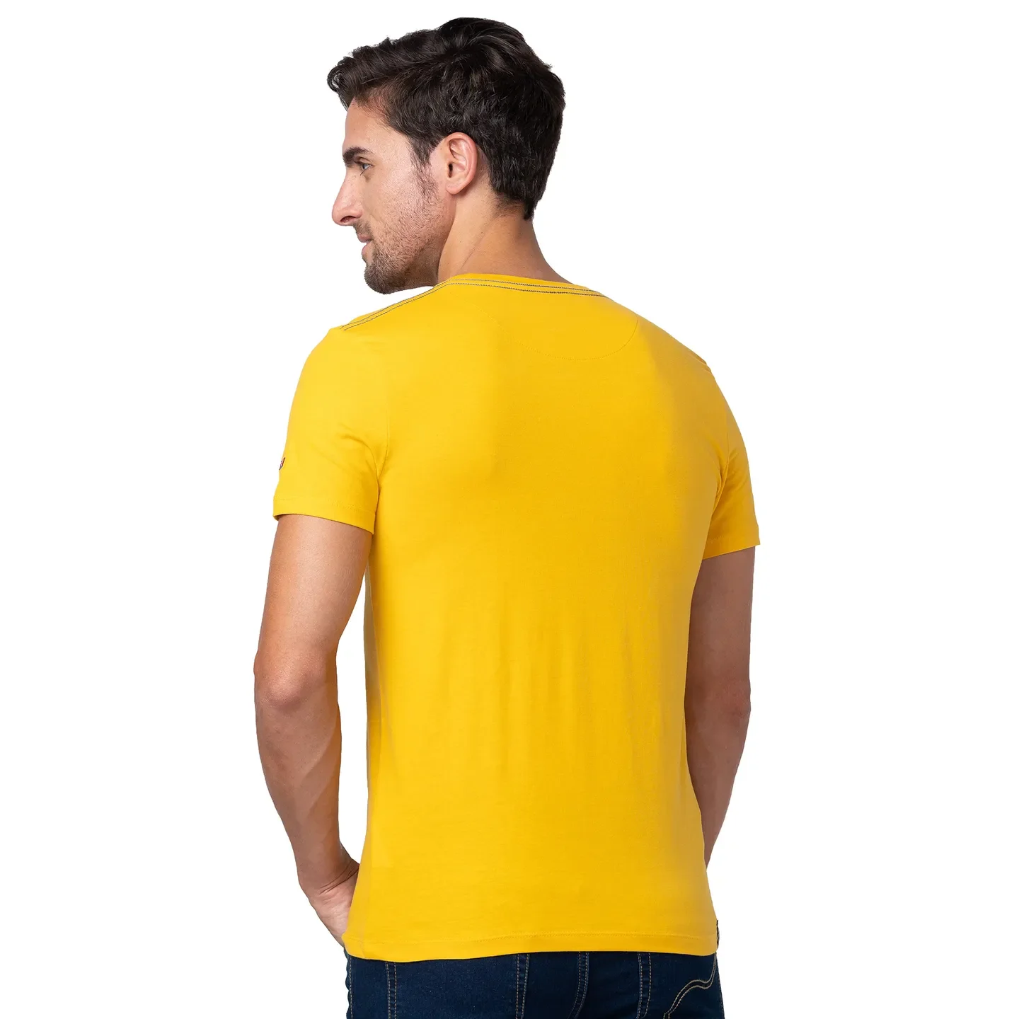 Yellow Regular Fit Men's Short Sleeves T-Shirt by Being Human Clothing - Image 3